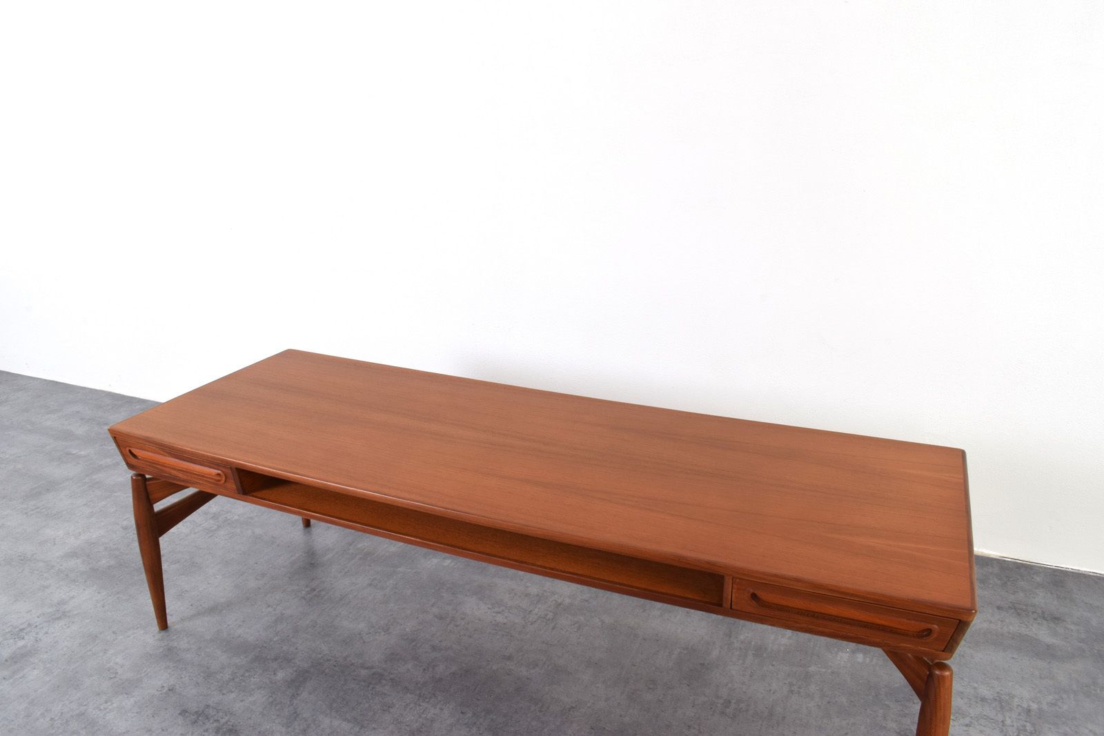Furniture Mid Century Teak Coffe Table By Johannes Anderen For Trensum Möbelfabrik, 1960s. photo