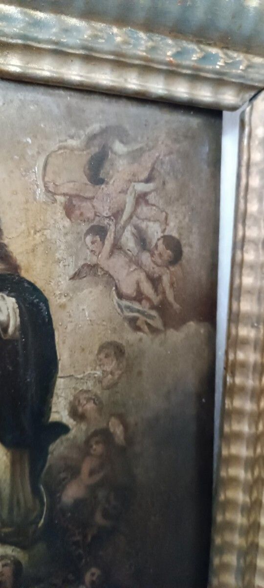 Antique Oil Painting On Wood, Depicting The Immaculate Conception, 18th Century photo buy