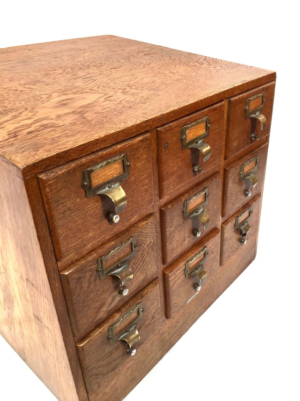 Antique Wooden Libraco Desktop Oak Stationery Index Filing Card Drawers Cabinet photo vinterior