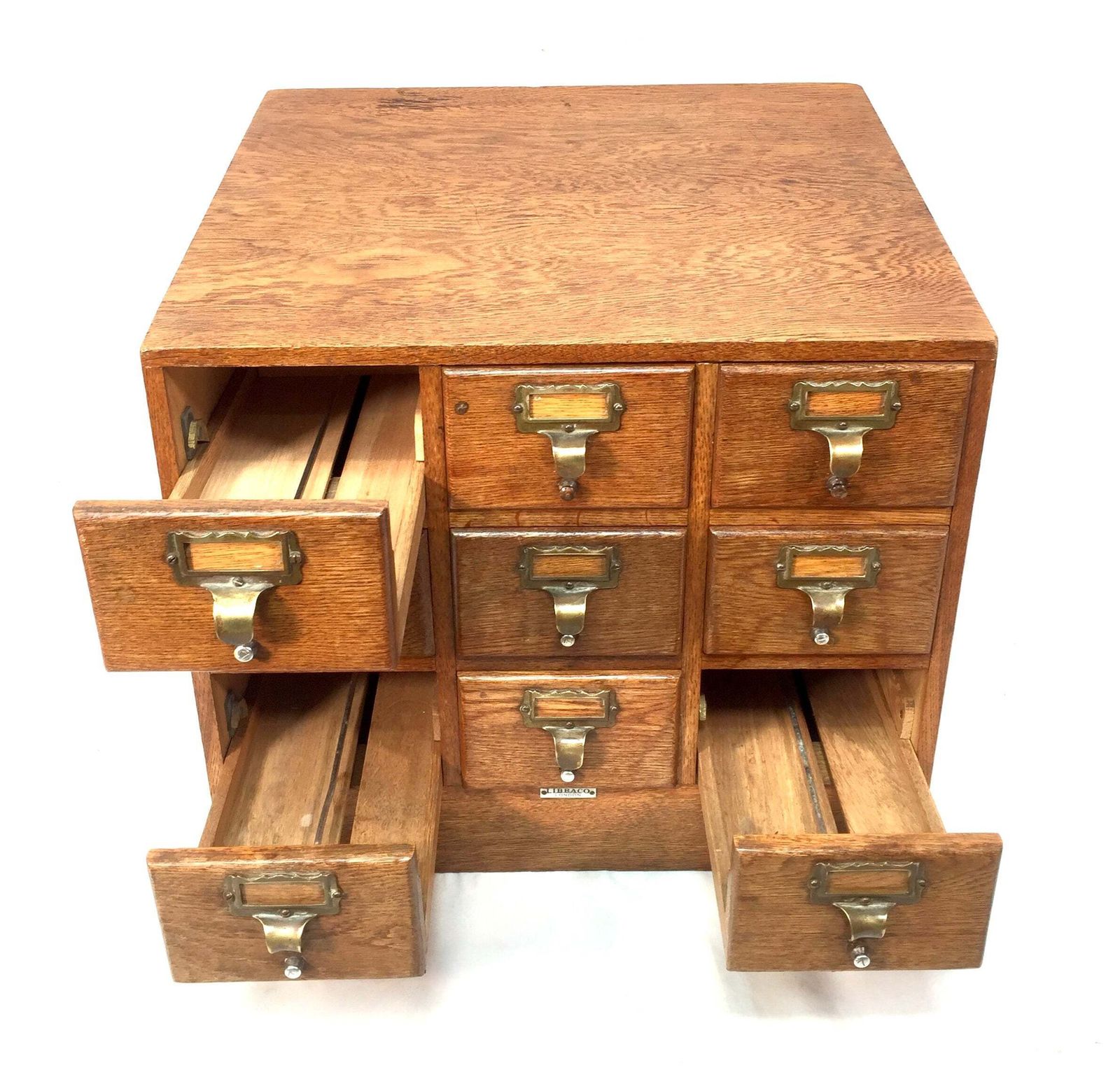 photo furniture Antique Wooden Libraco Desktop Oak Stationery Index Filing Card Drawers Cabinet