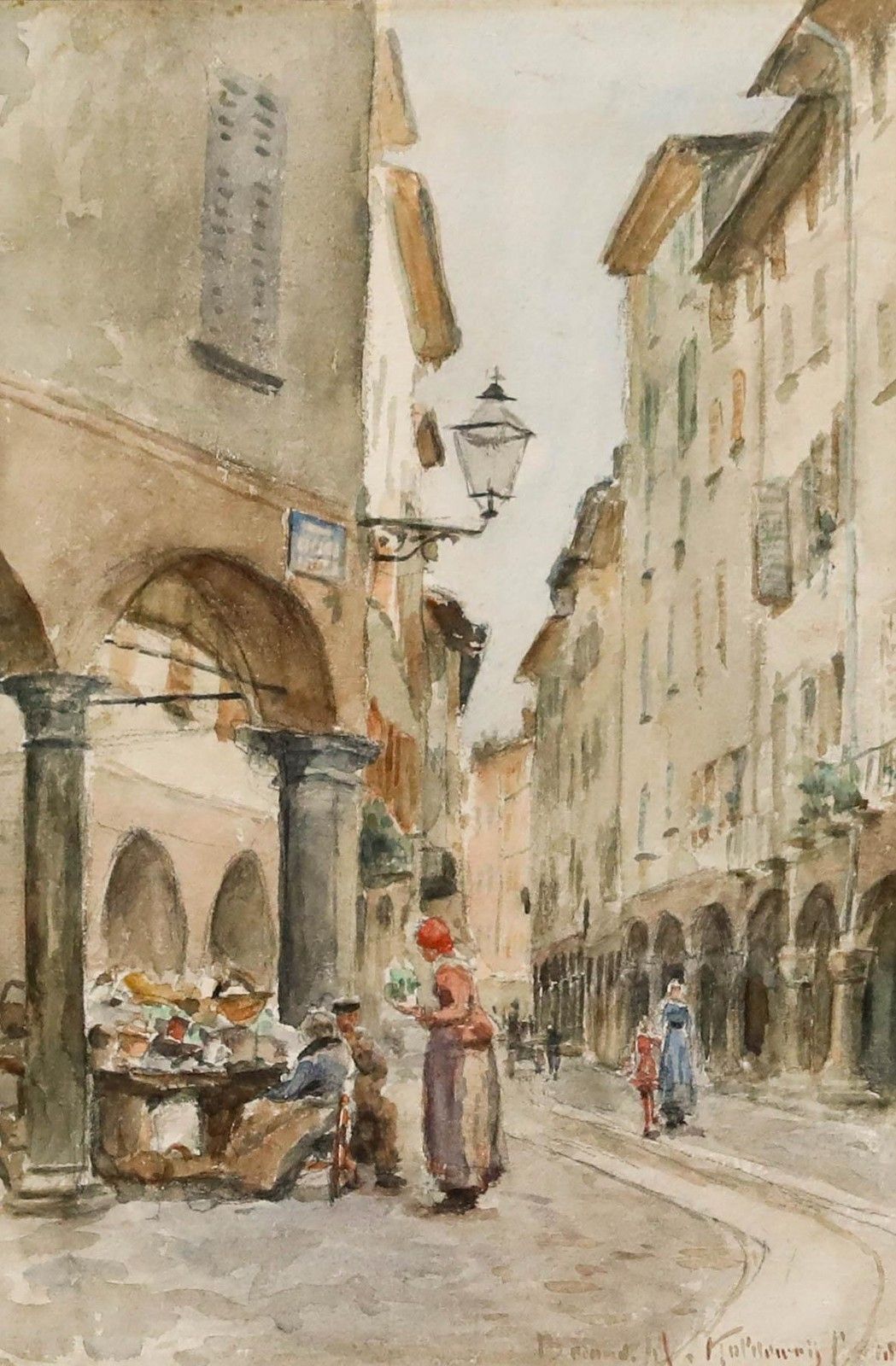 Bernard Marie Koldeweij (1859 1898) 1891 Watercolour, The Street Vendor photo furniture