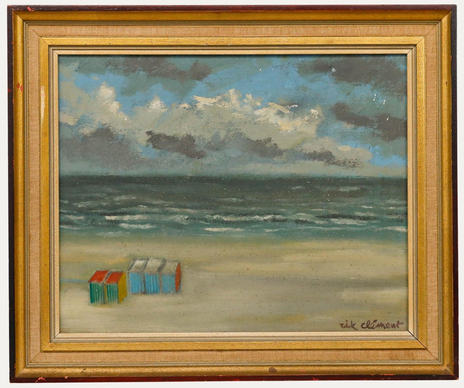 Rik Clément (1920 2008) 1974 Oil, Cabins By The Beach