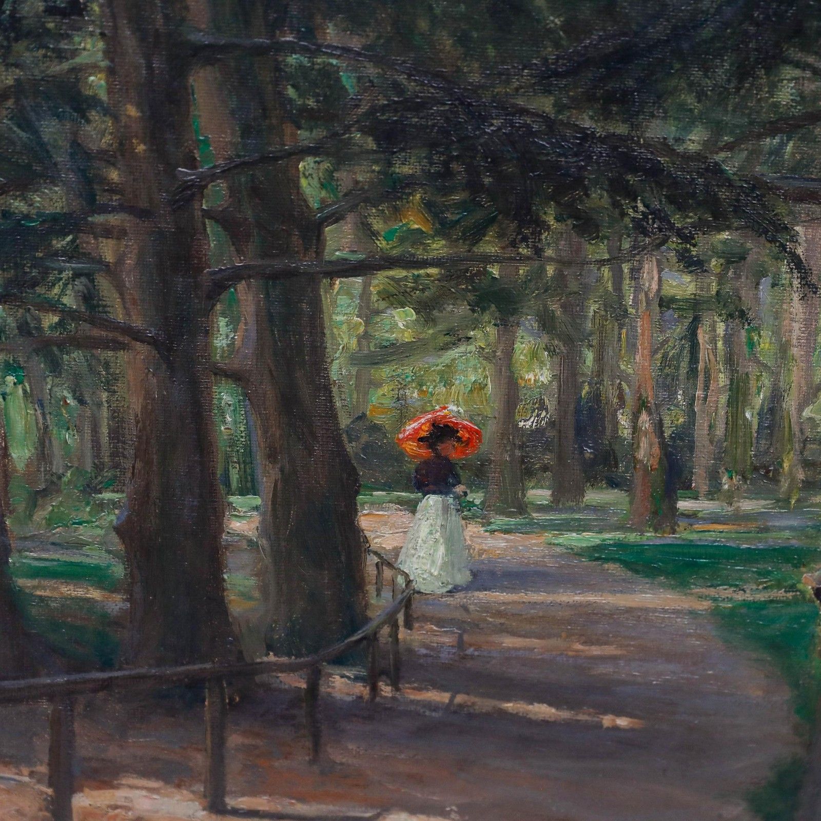 Impressionist Early 20th Century Oil Strolling In The Shade photo vinterior