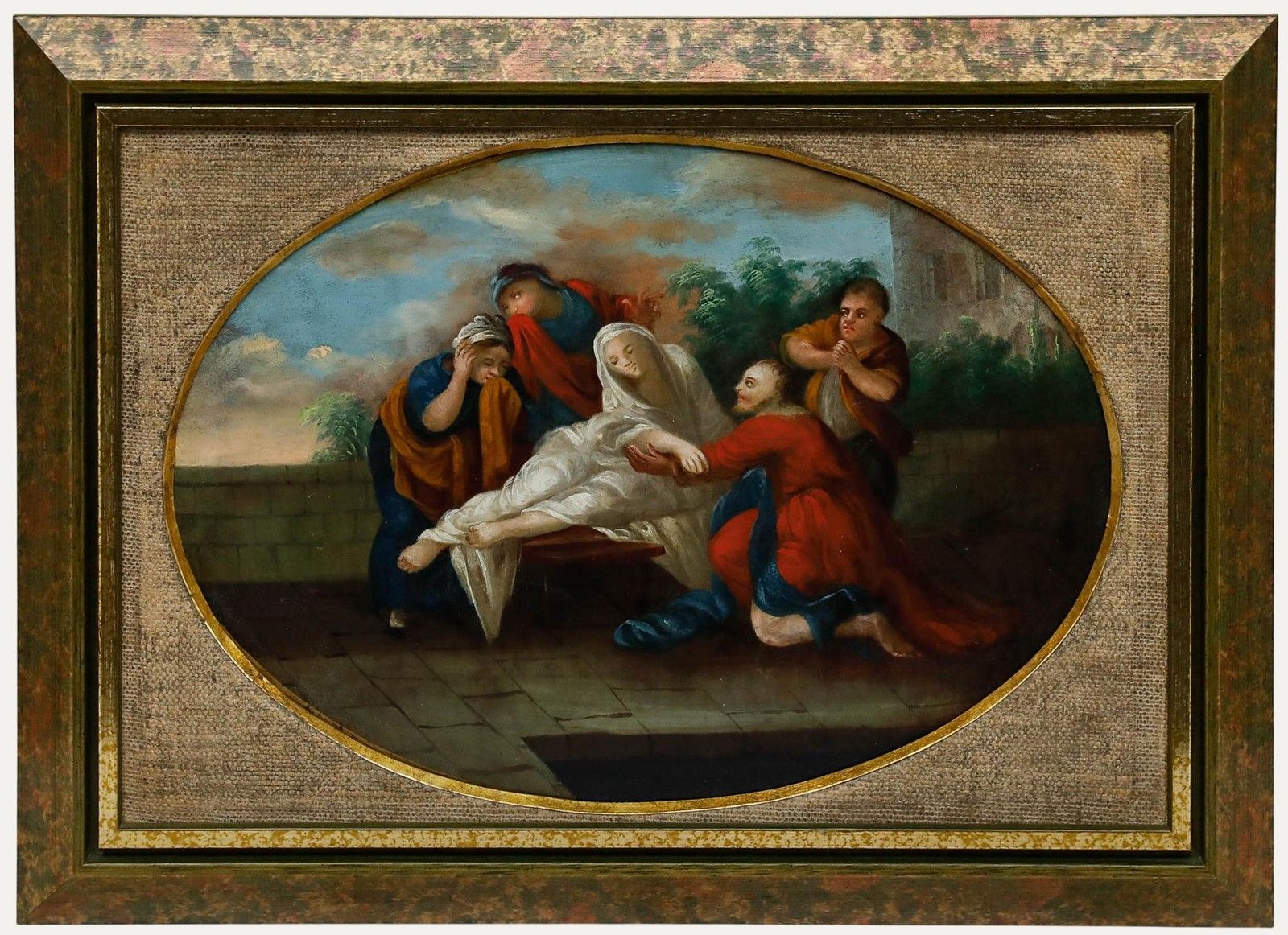 Framed 19th Century Oil Dormition Of The Virgin Mary