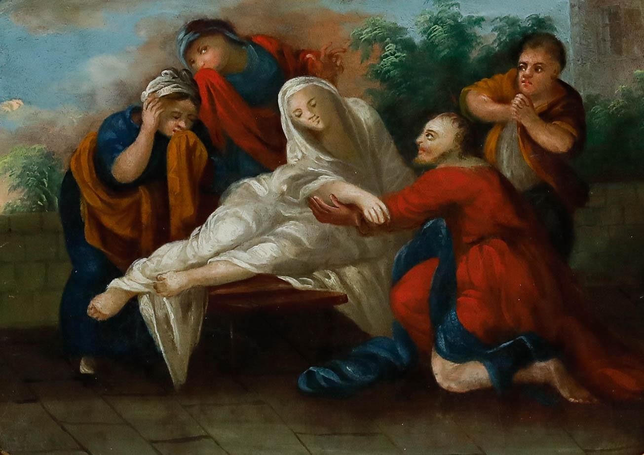 Framed 19th Century Oil Dormition Of The Virgin Mary photo furniture
