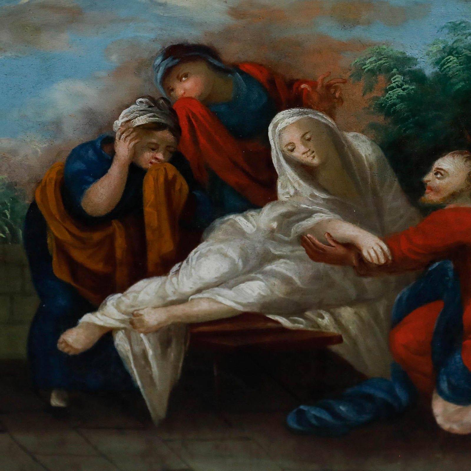 Framed 19th Century Oil Dormition Of The Virgin Mary photo Art