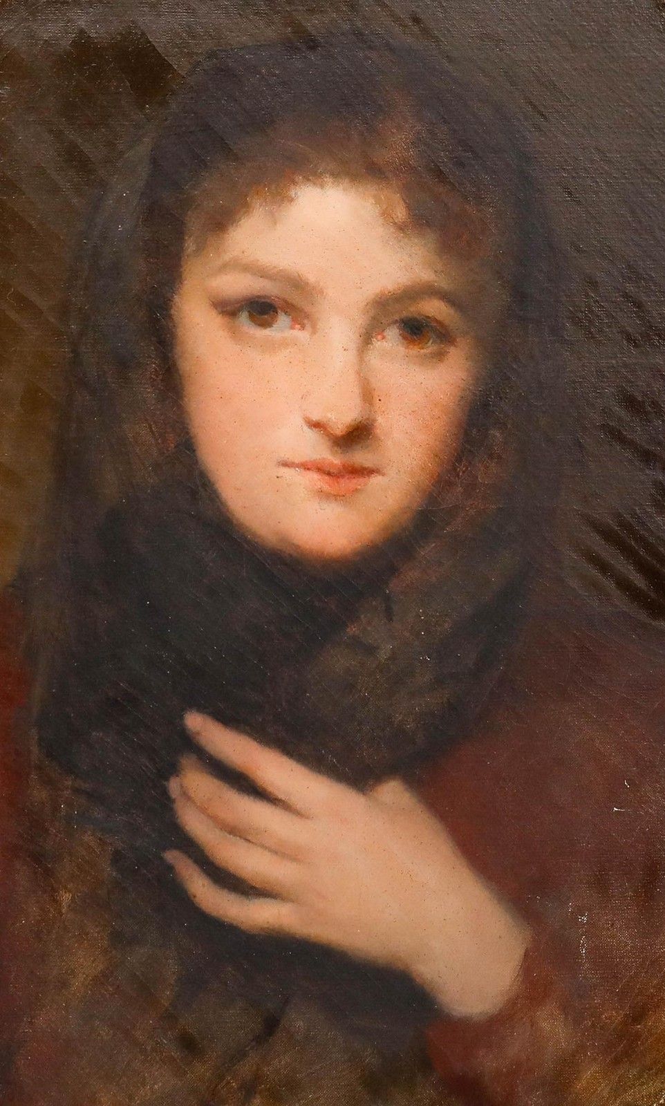 Late 19th Century Oil Portrait Of A Young Woman photo furniture