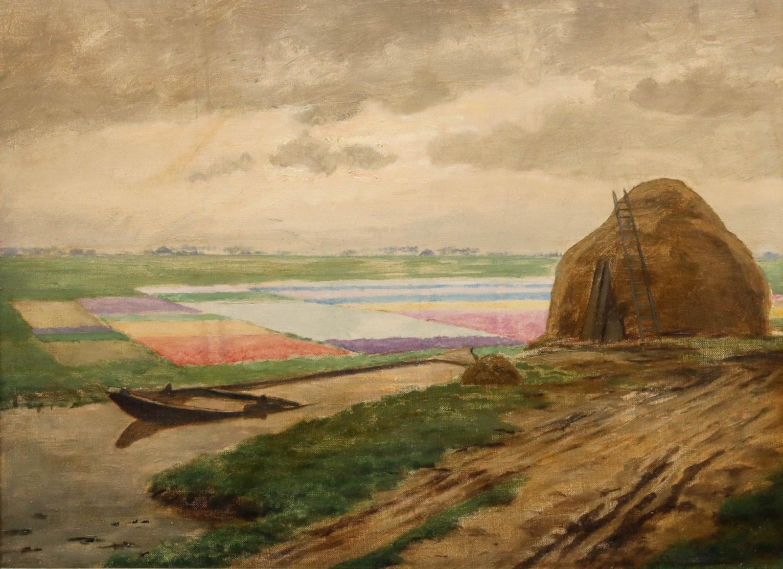 Paulus Gildemeester (1858 1930) Early 20th Century Oil, Fields Of Flowers photo furniture