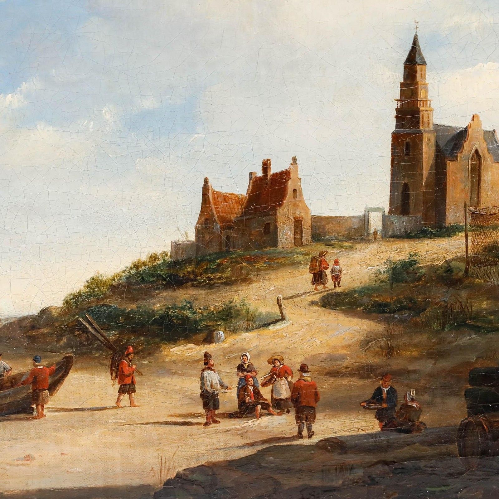 Follower Of Jacobus Van Der Stok 19th Century Oil, A Coastal Village photo 450.0