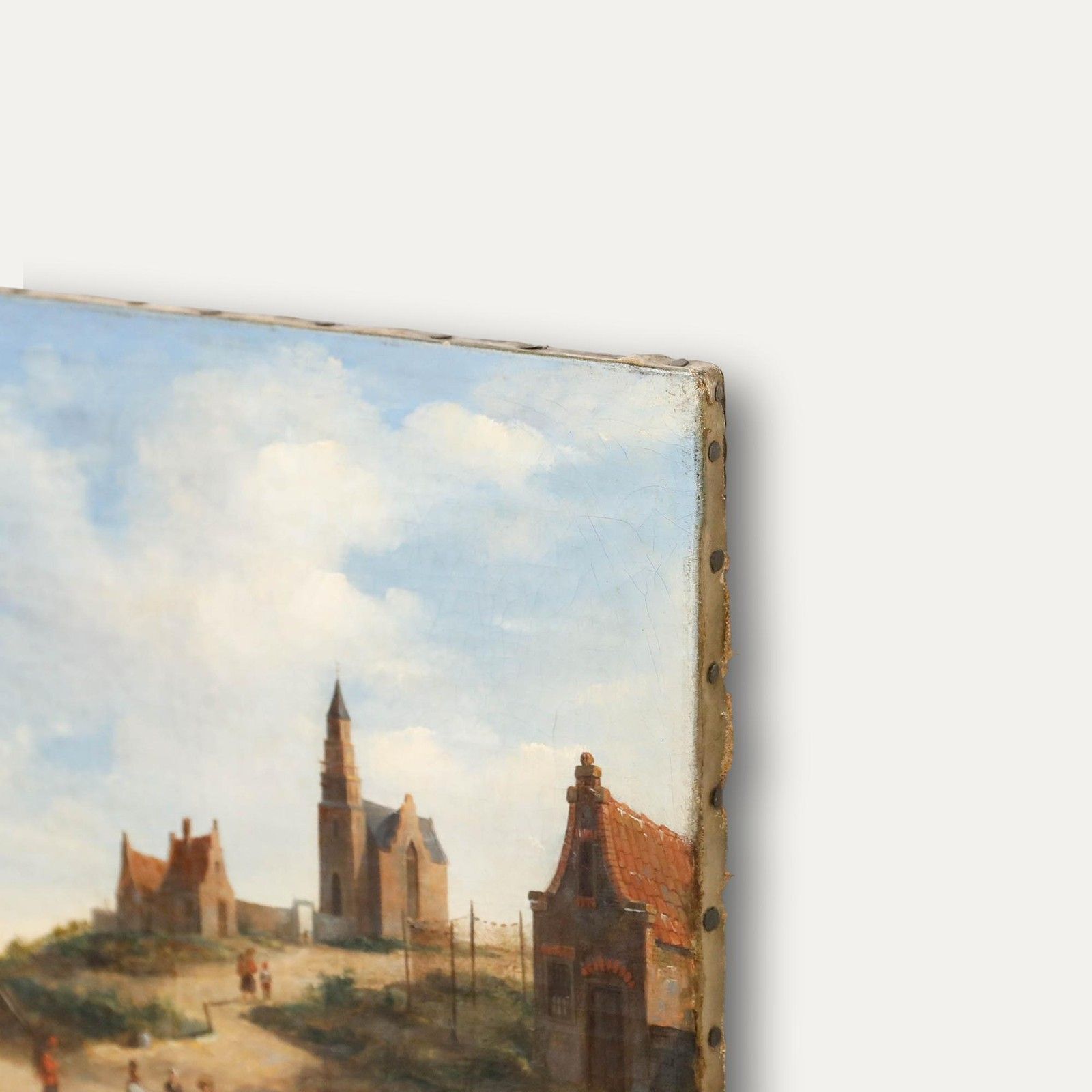 Follower Of Jacobus Van Der Stok 19th Century Oil, A Coastal Village photo vinterior