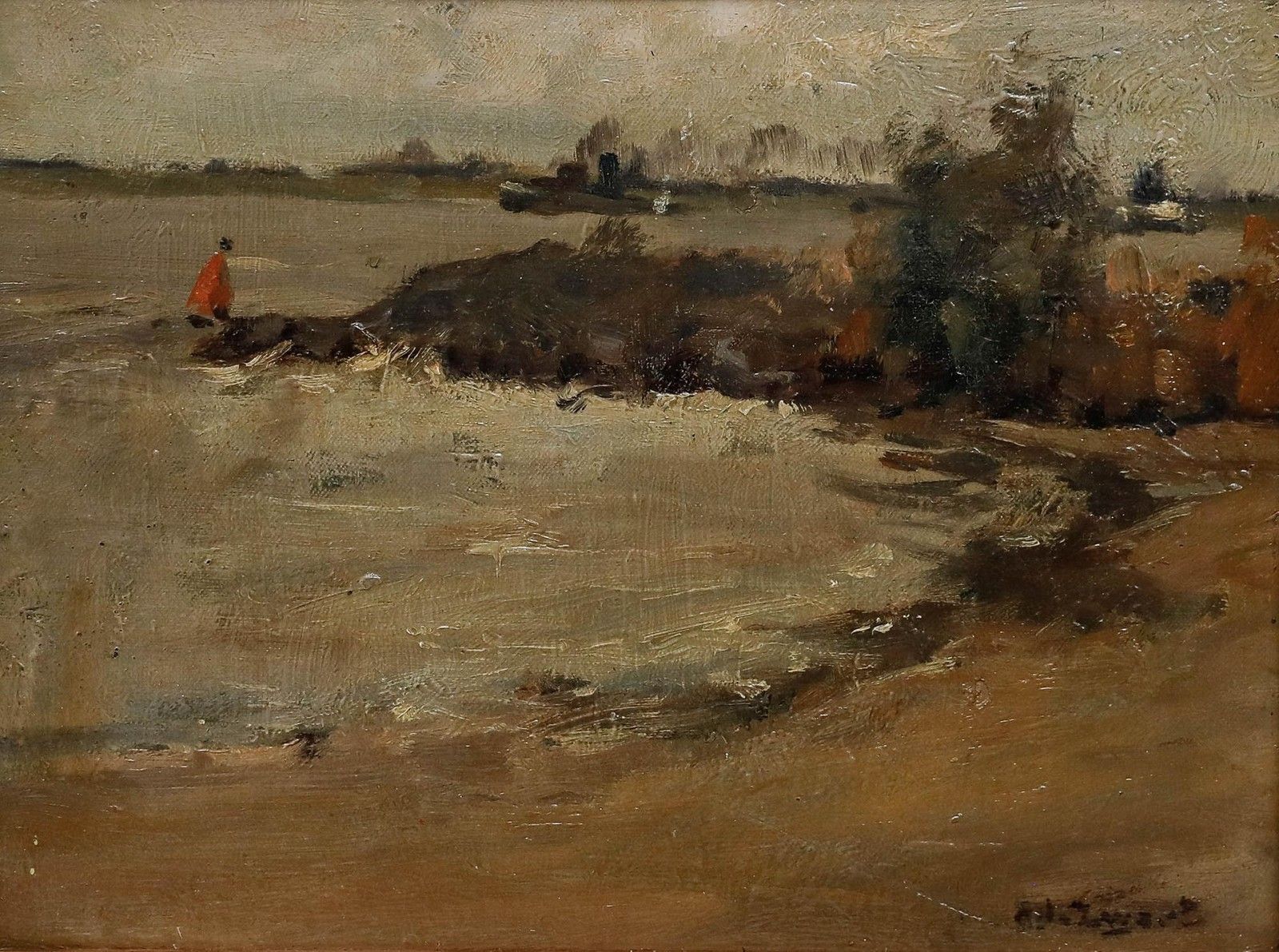 Arie Zwart (1903 1981) Framed 1935 Oil, Along The Waal photo furniture