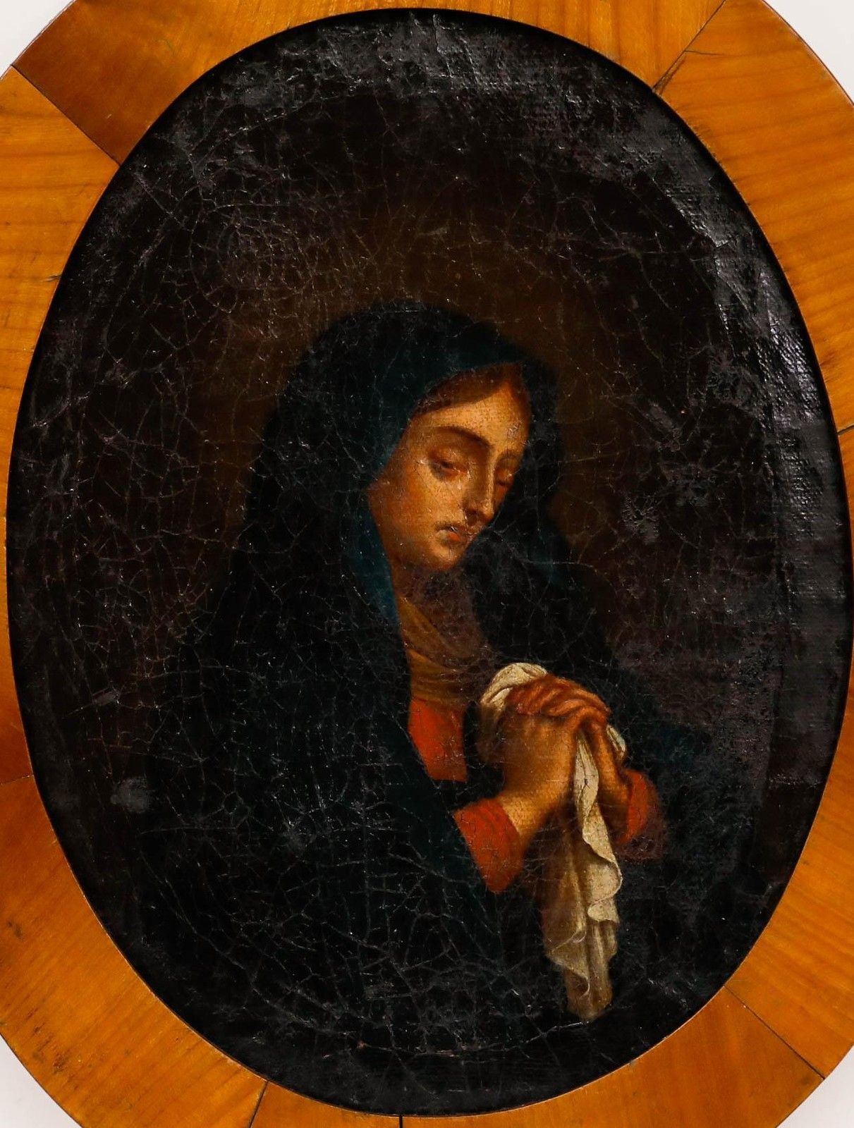 Fine 19th Century Oil Mater Dolorosa photo furniture