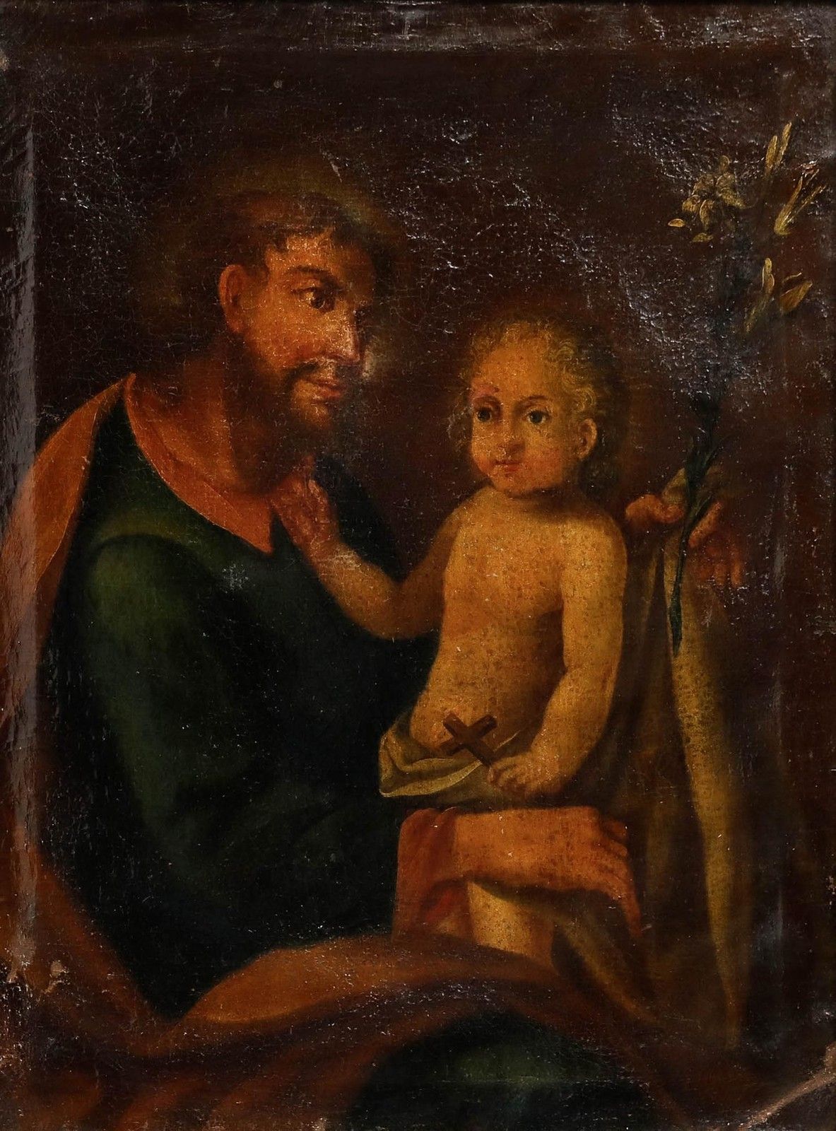 For Restoration 18th Century Oil Jesus And Joseph photo furniture