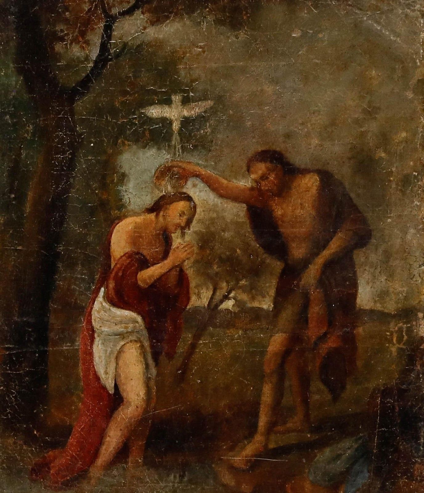 Framed 18th Century Oil Baptism Of Christ photo furniture