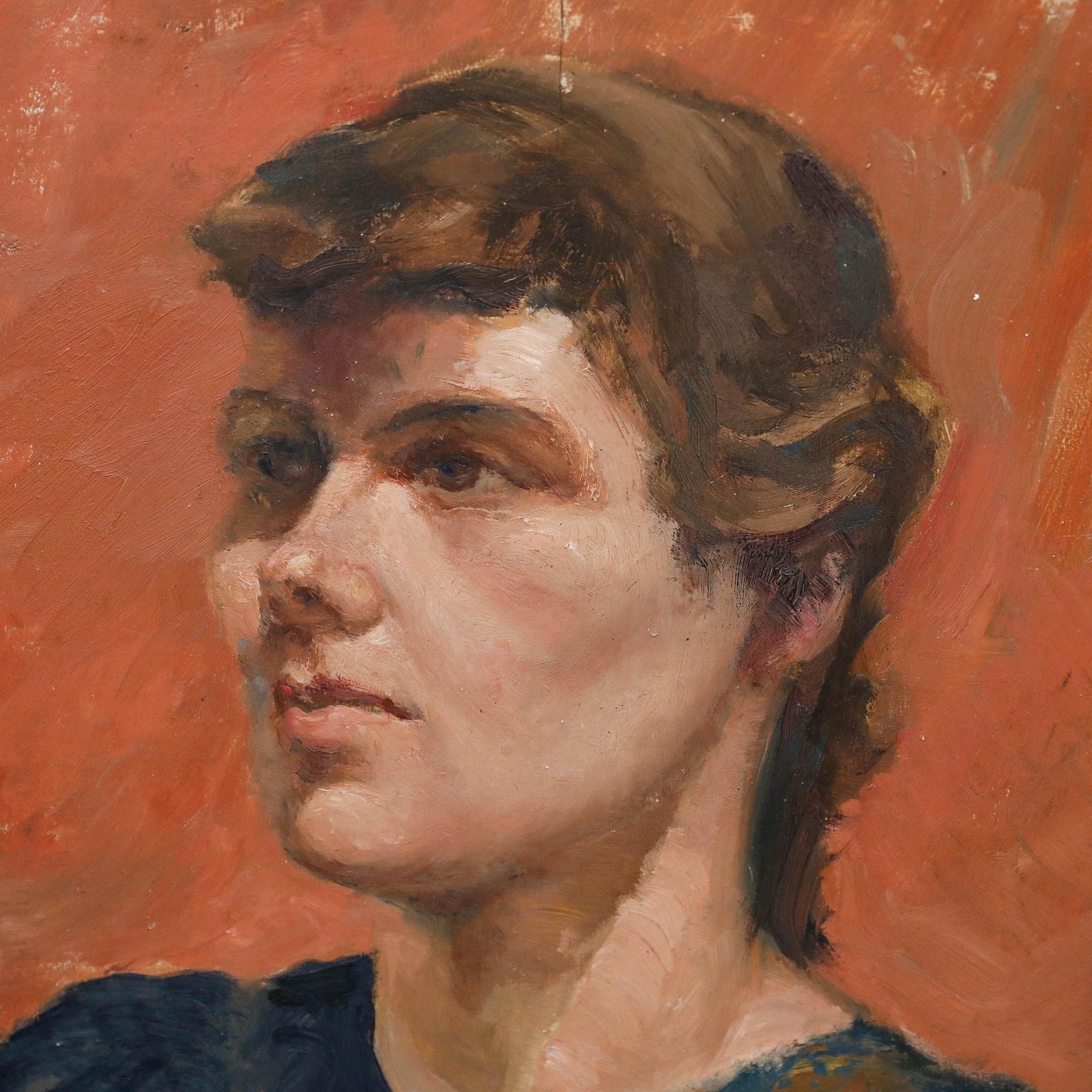 E. M. Johnson Modern British Mid 20th Century Oil, Portrait Of A Lady photo Art