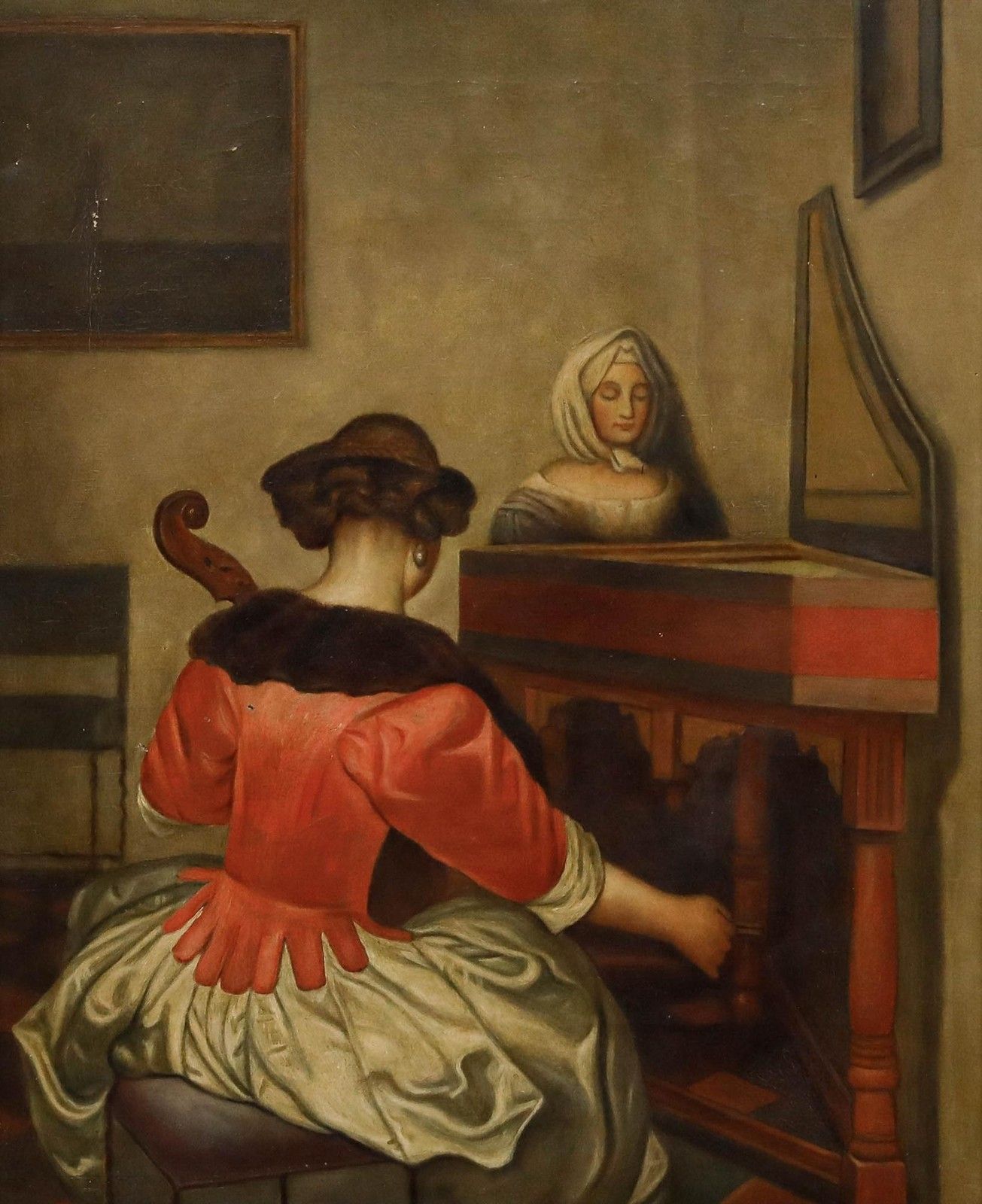 After Gerhard Ter Borch (1617 1681) 19th Century Oil, The Concert photo furniture