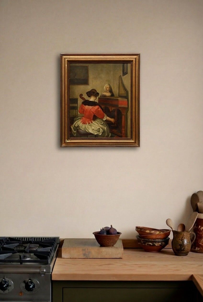 After Gerhard Ter Borch (1617 1681) 19th Century Oil, The Concert photo for sale