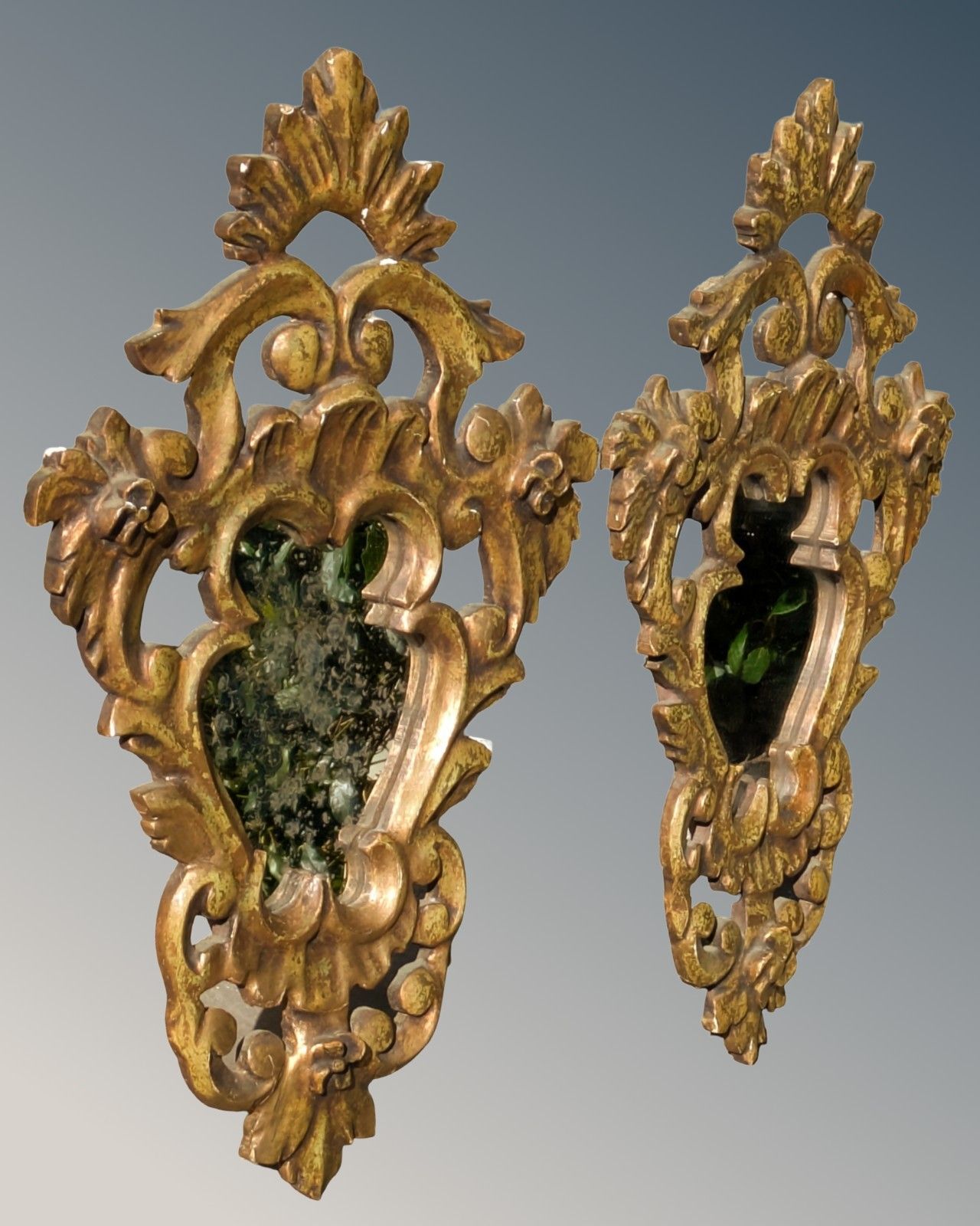 Pretty Pair Antique French Mirrors Gilt Wood photo for sale