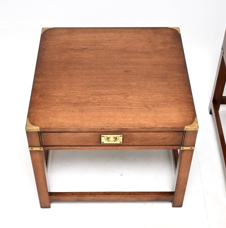 Pair Of Antique Mahogany And Brass Military Campaign Style Side Tables photo 1294.0