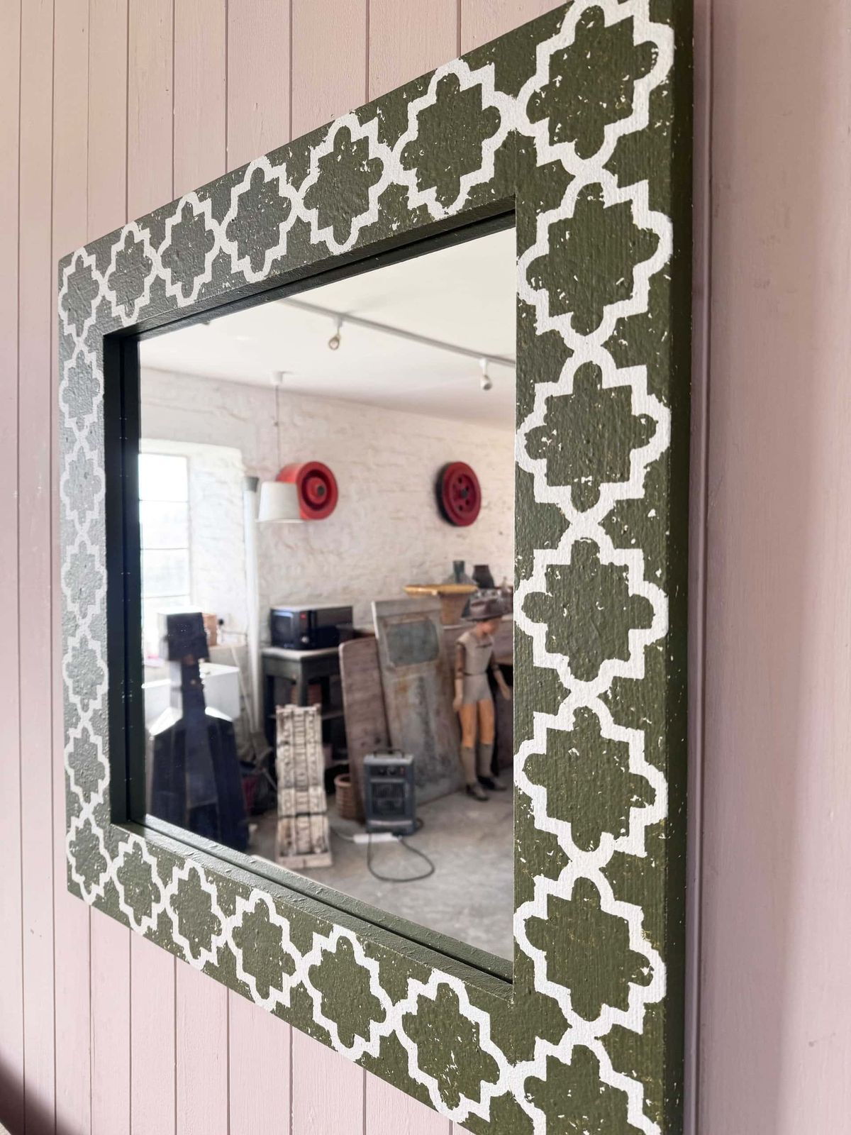 Geometric Moorish Pattern Bespoke Painted Mirror photo for sale