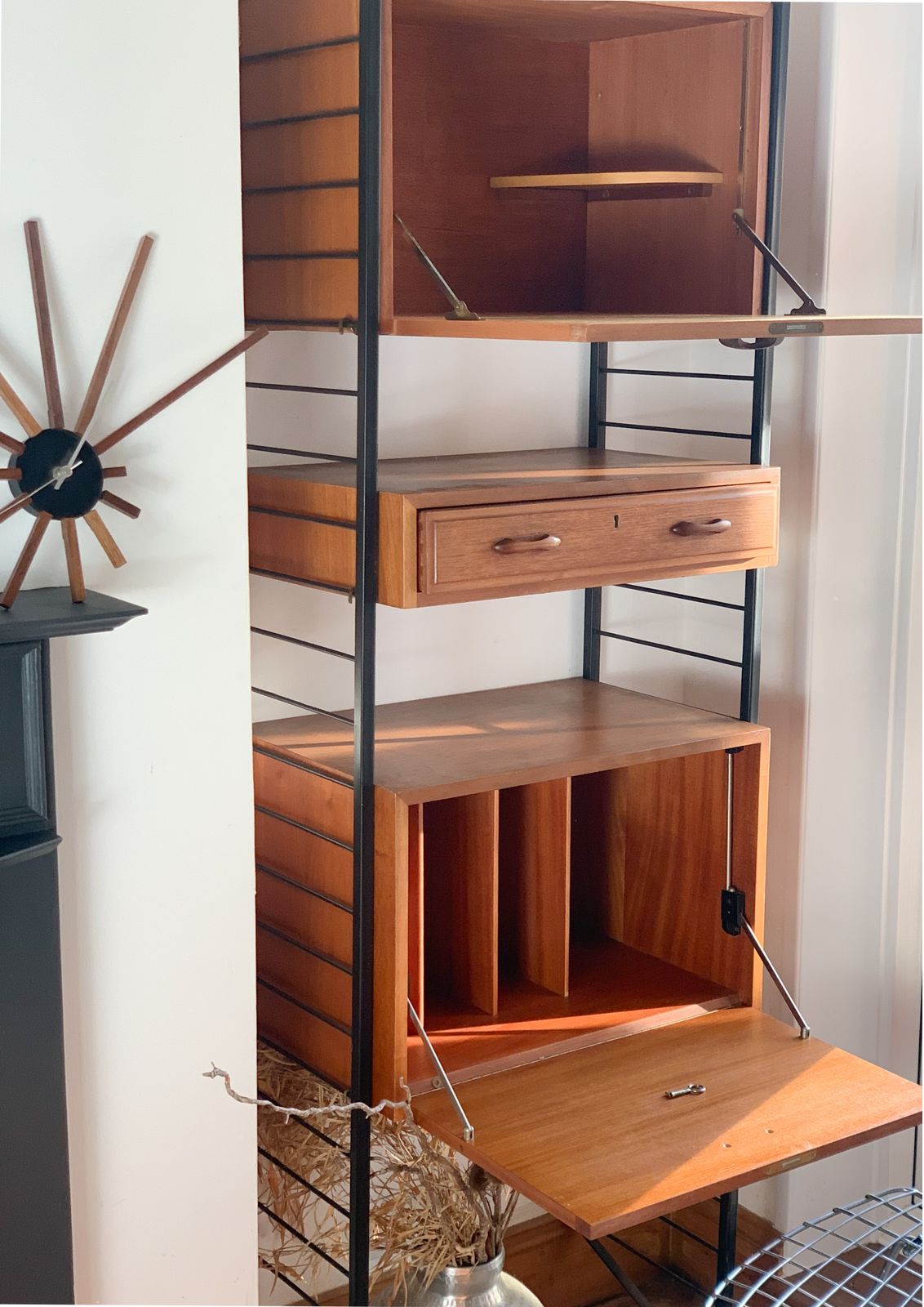 Staples Ladderax Modular Teak Shelving — 1960's 2 Bay Unit photo vinterior