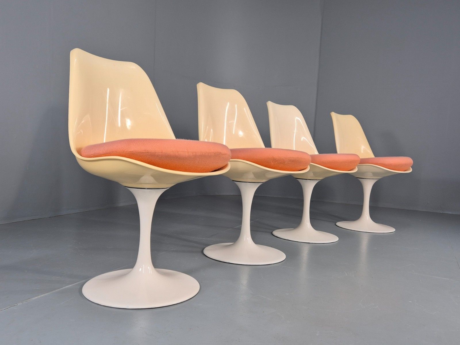 4 Tulip Based Swivel Chairs 1970s Retro Original Seat Pads Eb11843 Mdin photo furniture