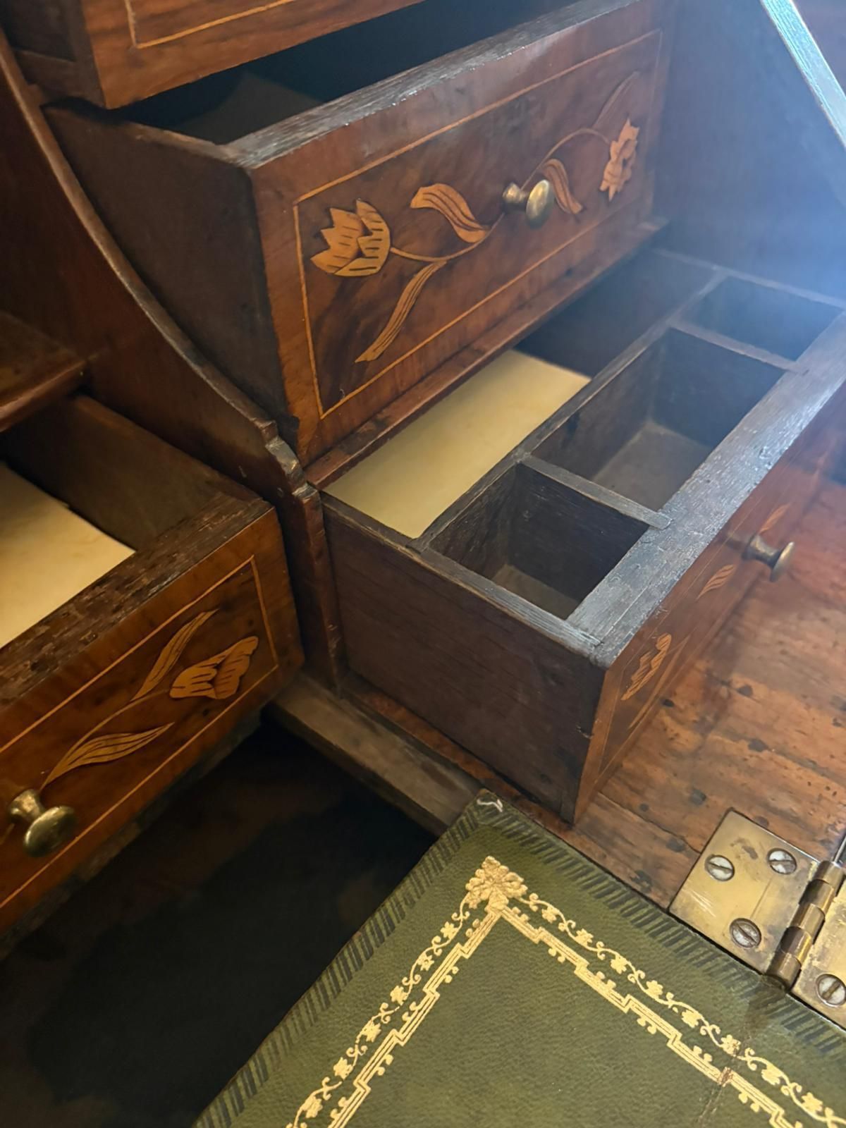 Antique Dutch Marquetry Walnut Bookcase photo for sale