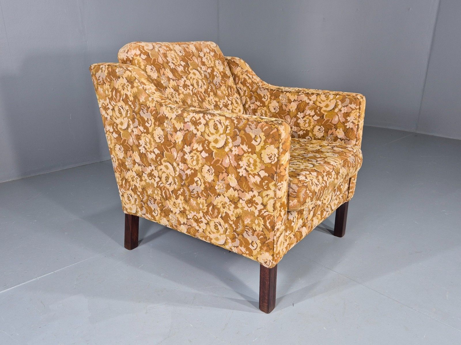 Vintage Danish 1970s Lounge Chair Floral Upholstery Mid Century Eb11922 Mnor photo buy