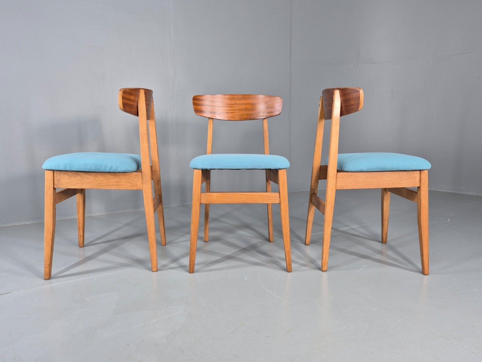 3 Vintage Dining Chairs Mid Century Design New Seats 1960s Retro  Eb11936 Mdin photo vinterior