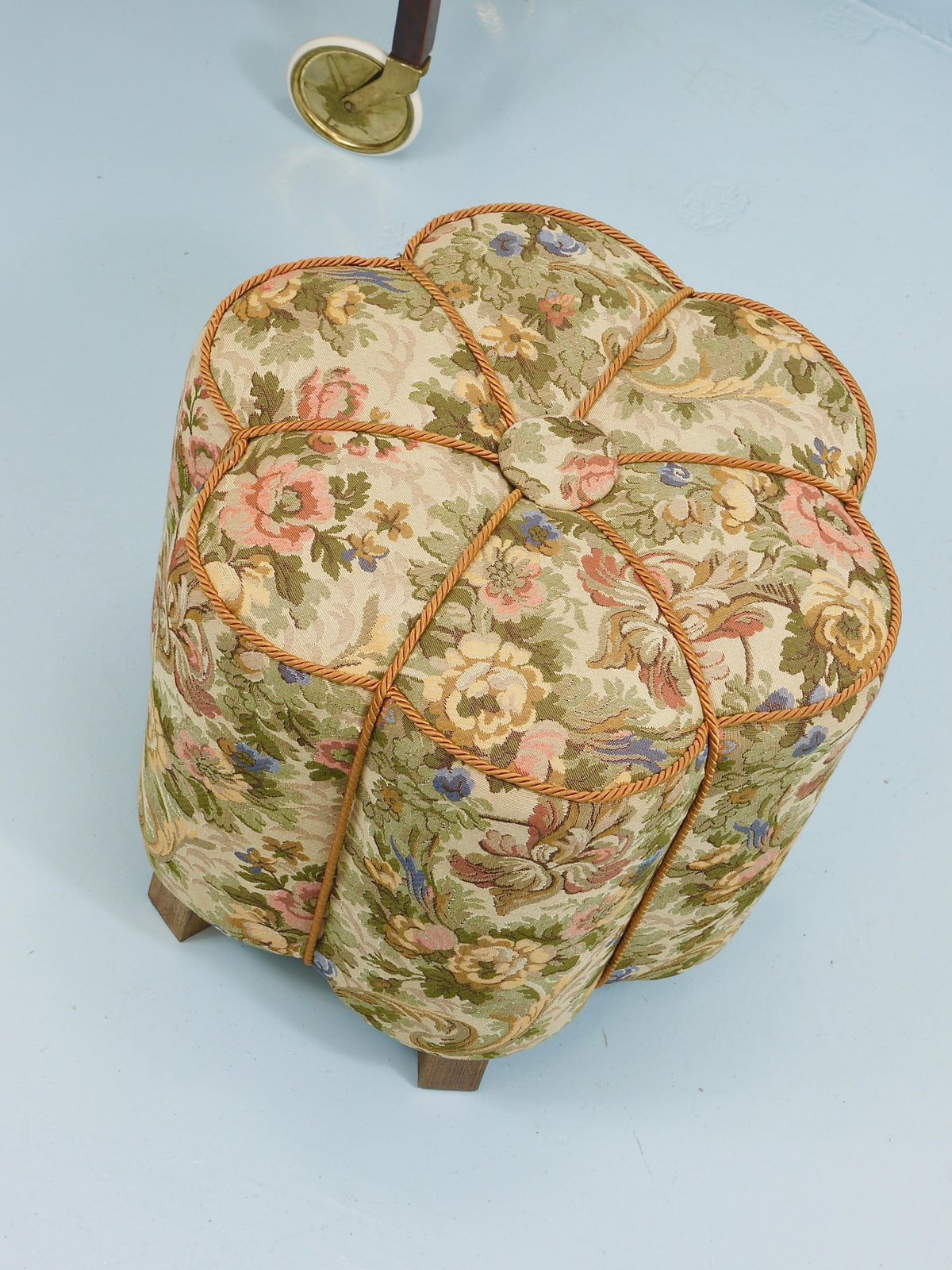 Art Deco Floral Tapestry Stool, Tabouret, Pouf, Ottoman, Vienna, Austria, 1930s photo 889.0