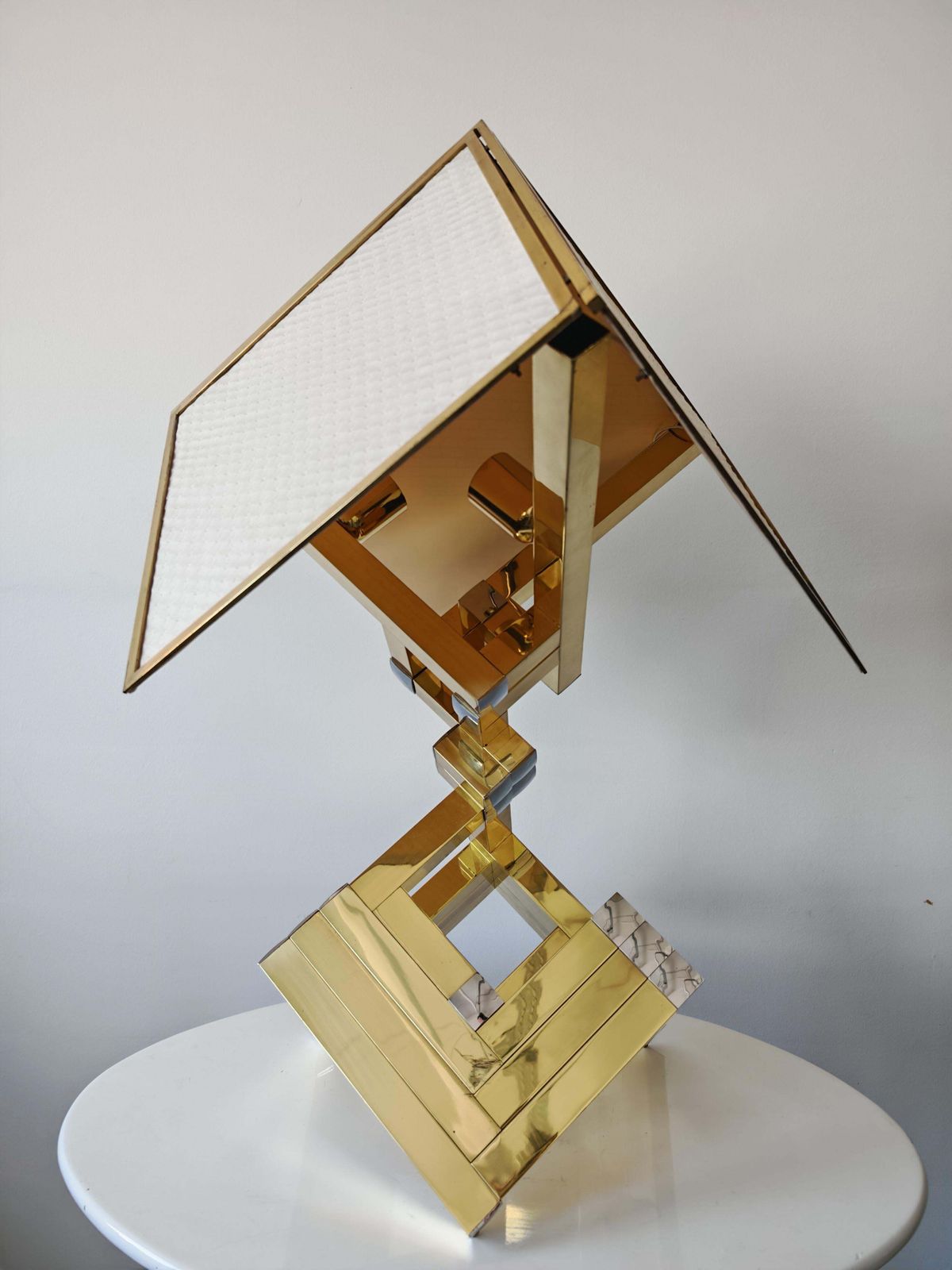 Monumental Mid Century Sculptural Table Lamps Attr. To Willy Rizzo, Italy 1970s photo for sale