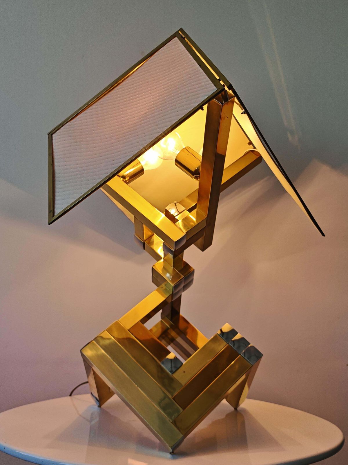 Monumental Mid Century Sculptural Table Lamps Attr. To Willy Rizzo, Italy 1970s photo buy