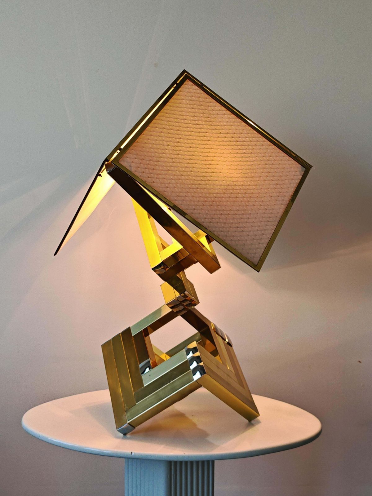 photo vinterior Monumental Mid Century Sculptural Table Lamps Attr. To Willy Rizzo, Italy 1970s