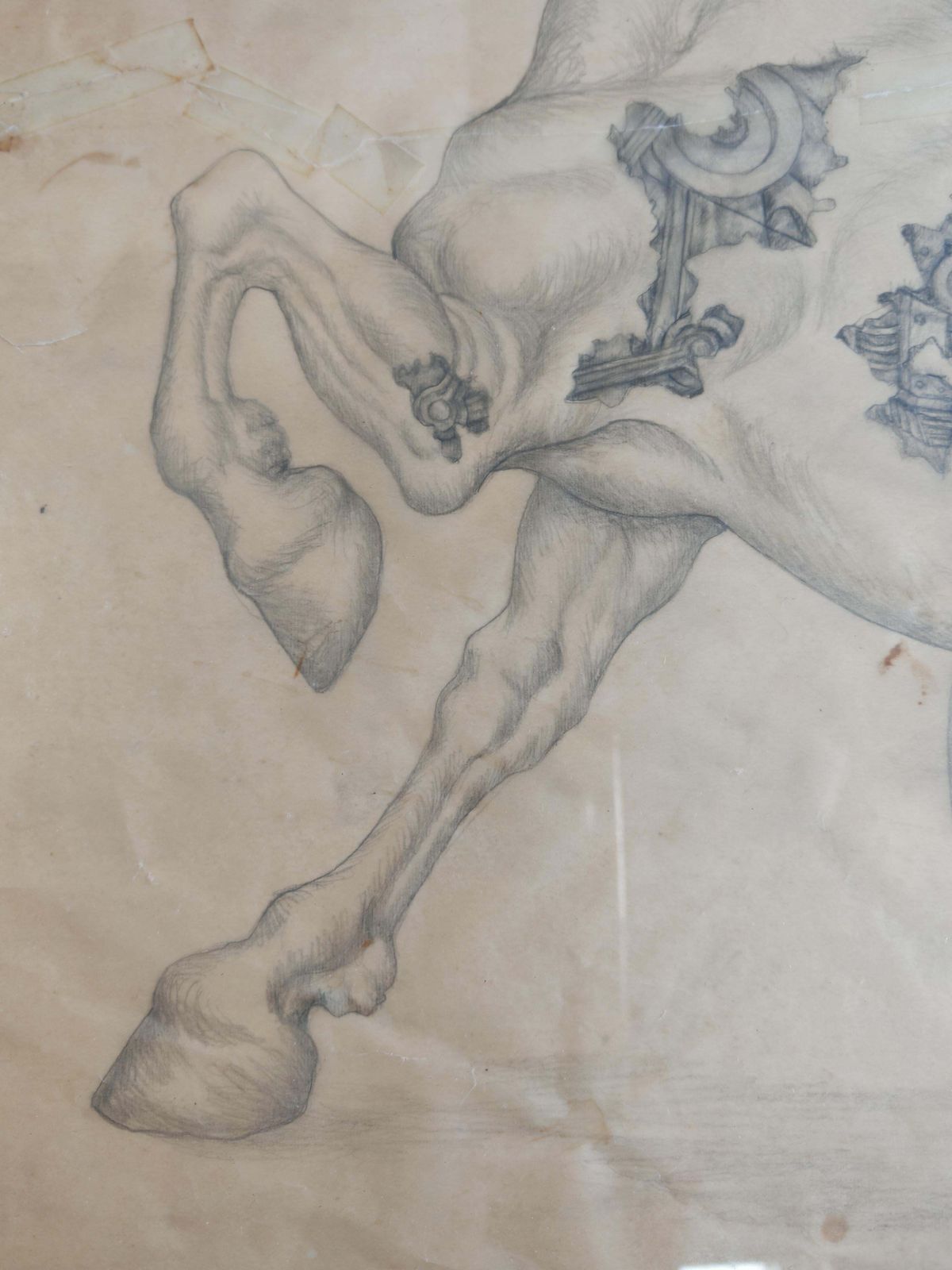 photo furniture Figurative Composition With Mechanical Motifs, Pencil On Paper By Dusan Gakovic