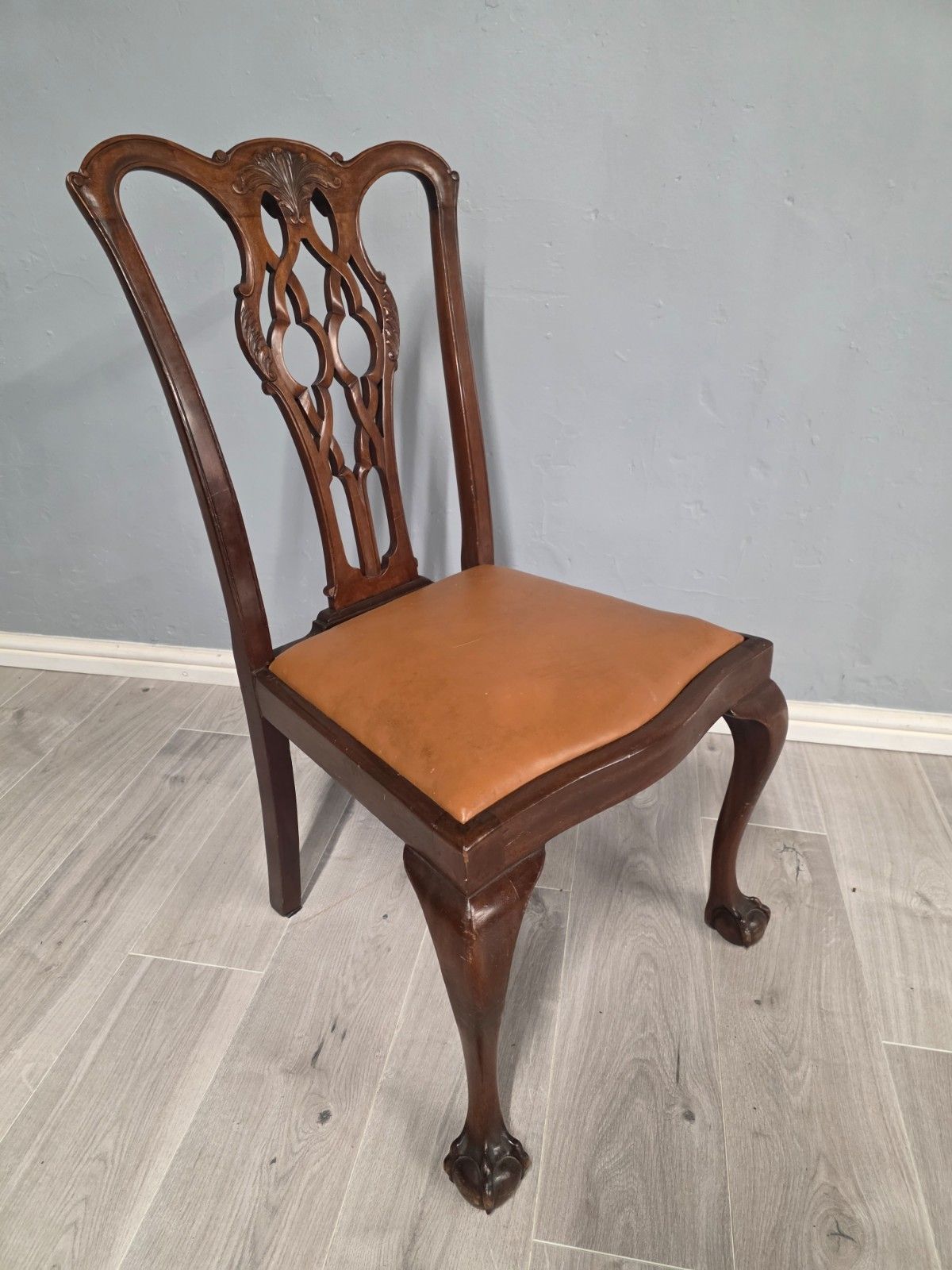 Antique Set Of 6 Mahogany Chippendale Style Dining Chairs photo buy
