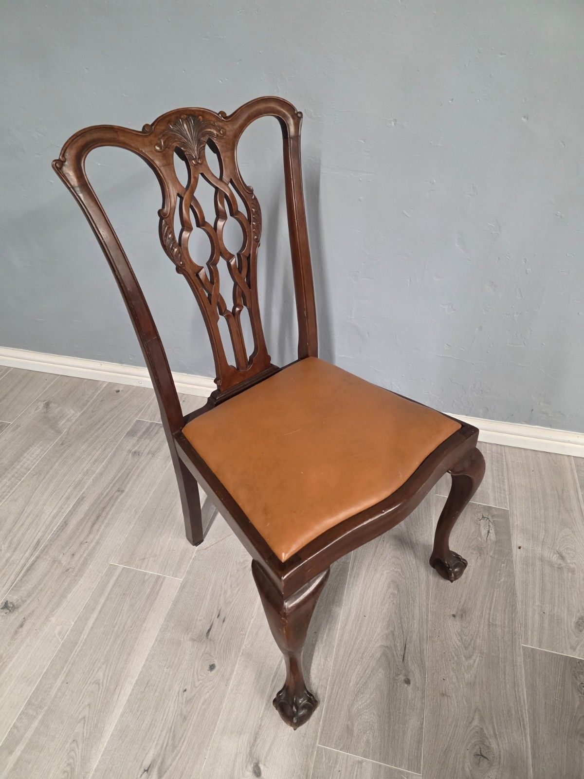 Antique Set Of 6 Mahogany Chippendale Style Dining Chairs photo vintage