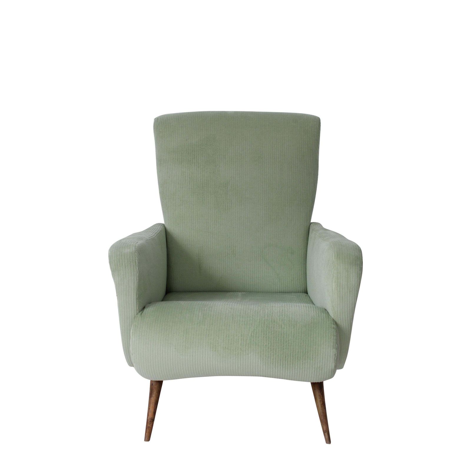 Aqua Green Ribbed Reclining Armchair, Italy, 1950. photo furniture