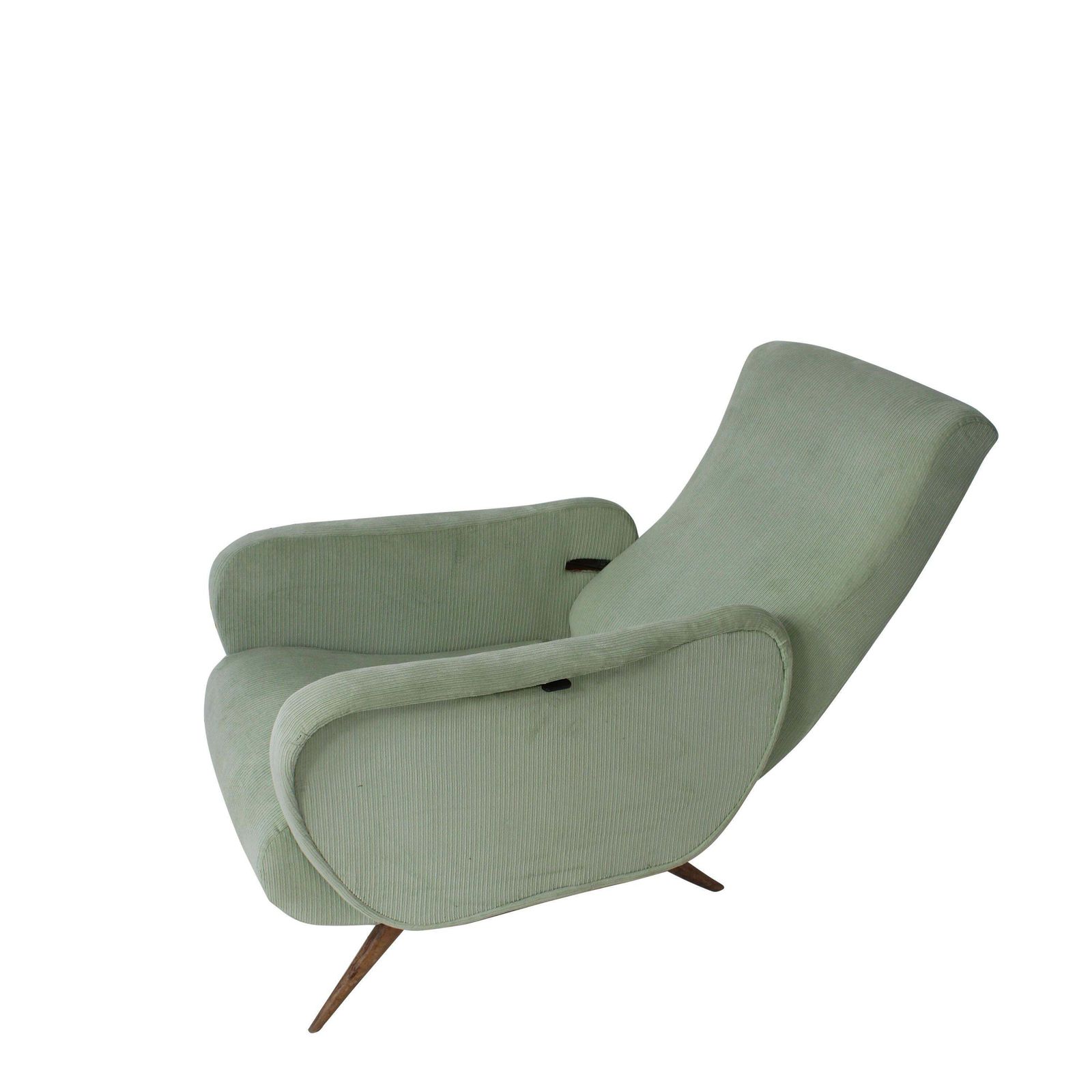 Aqua Green Ribbed Reclining Armchair, Italy, 1950. photo vinterior