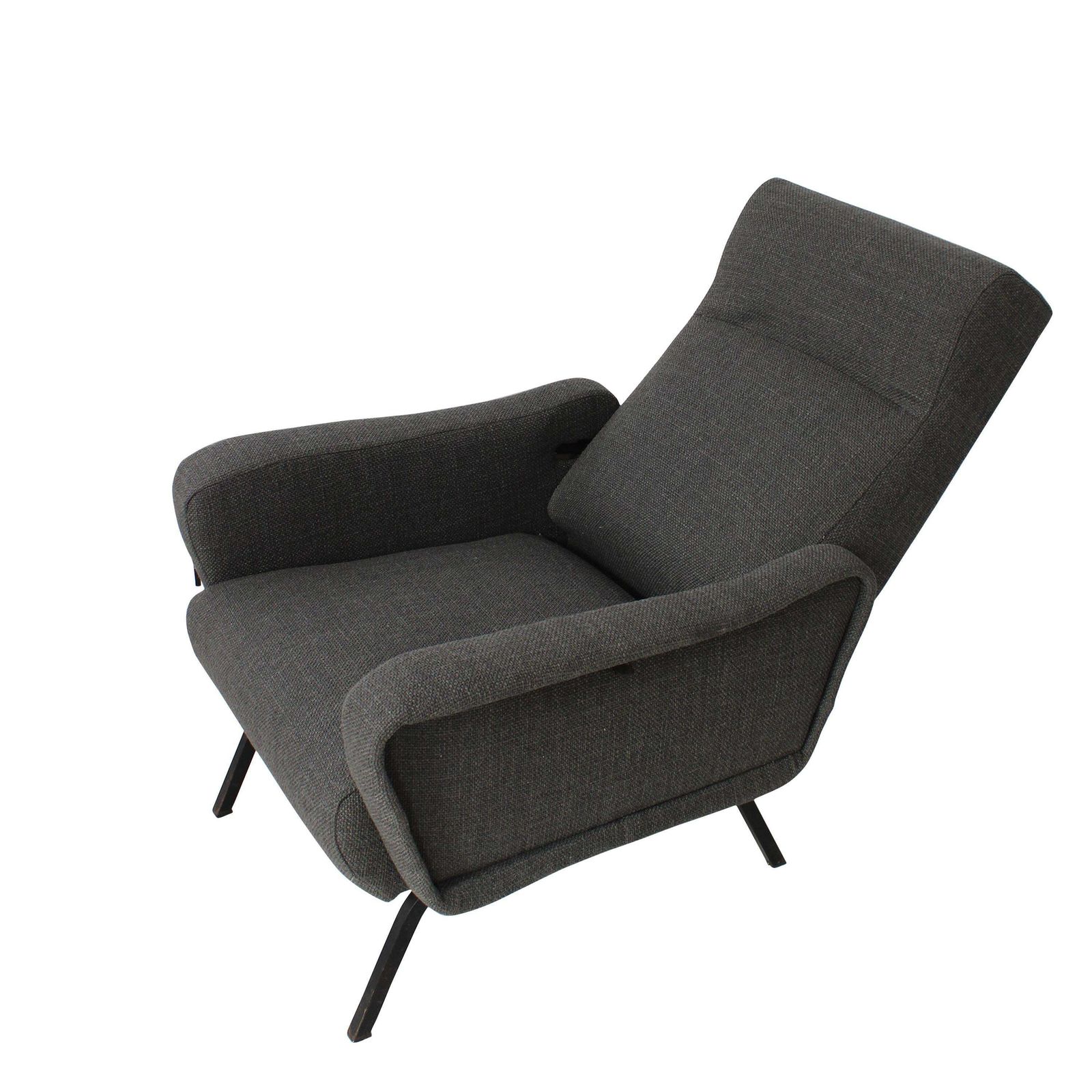 Mid Century Modern Reclining Armchair In Gray Fabric, Italy, 1950 photo for sale