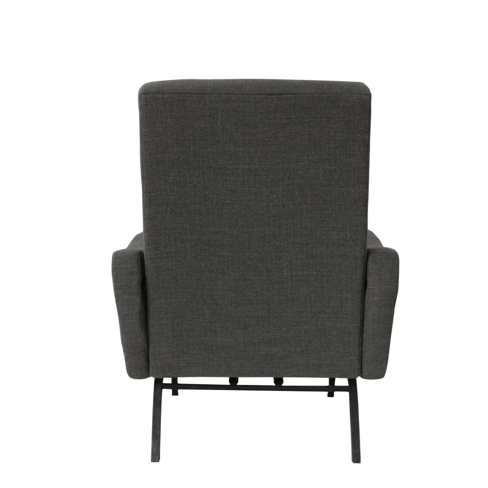 Mid Century Modern Reclining Armchair In Gray Fabric, Italy, 1950 photo vintage