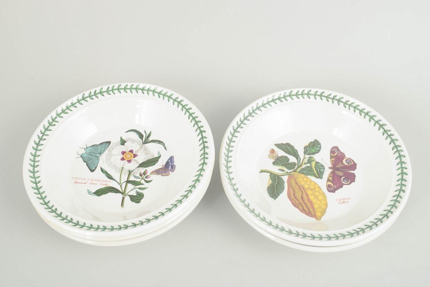 Portmeirion England. Lot de 5 assiettes creuses en faïence. Série « The Botanic Garden ». photo for sale