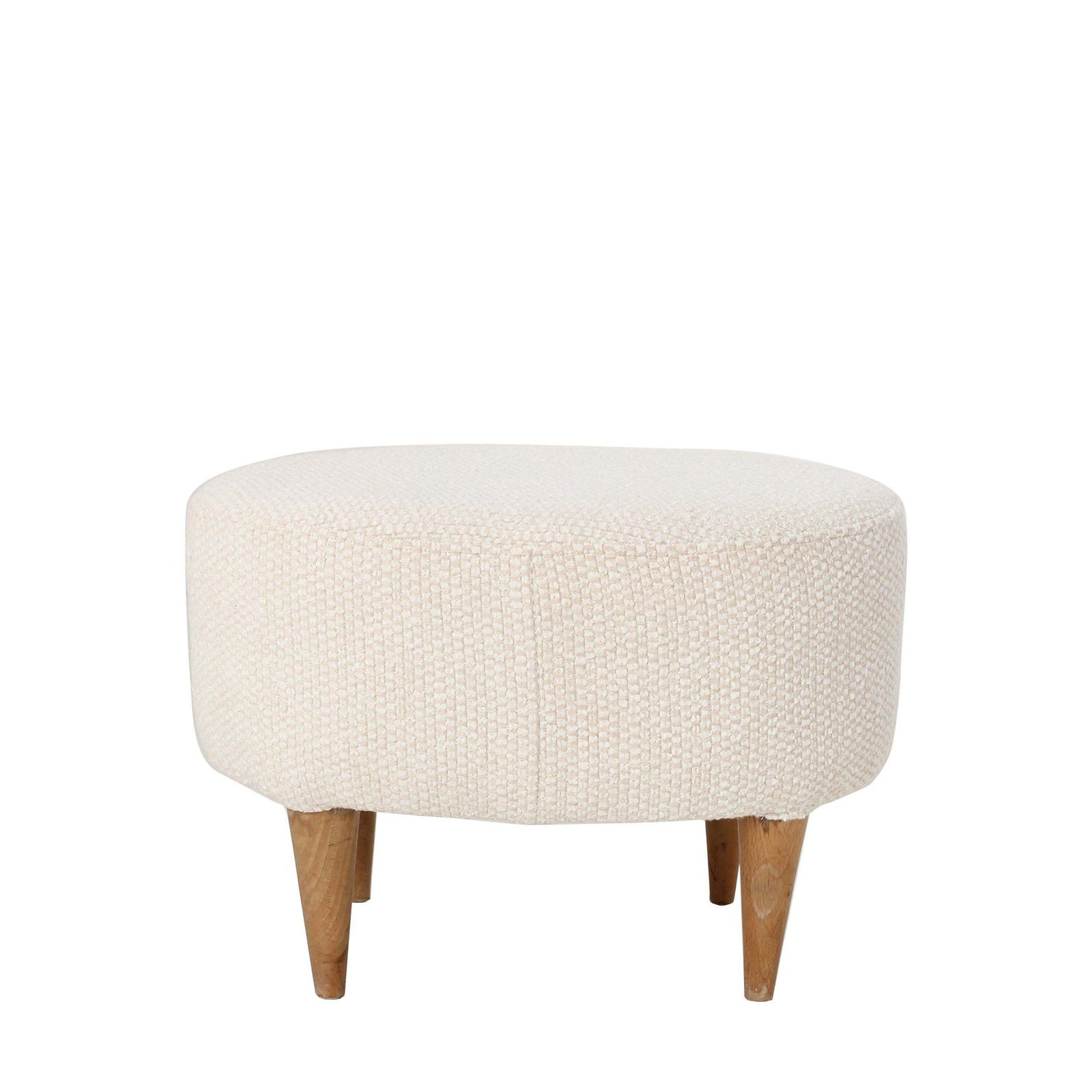 Cream Upholstered Footstool With Wooden Legs, Italy, 1960. photo 478.0