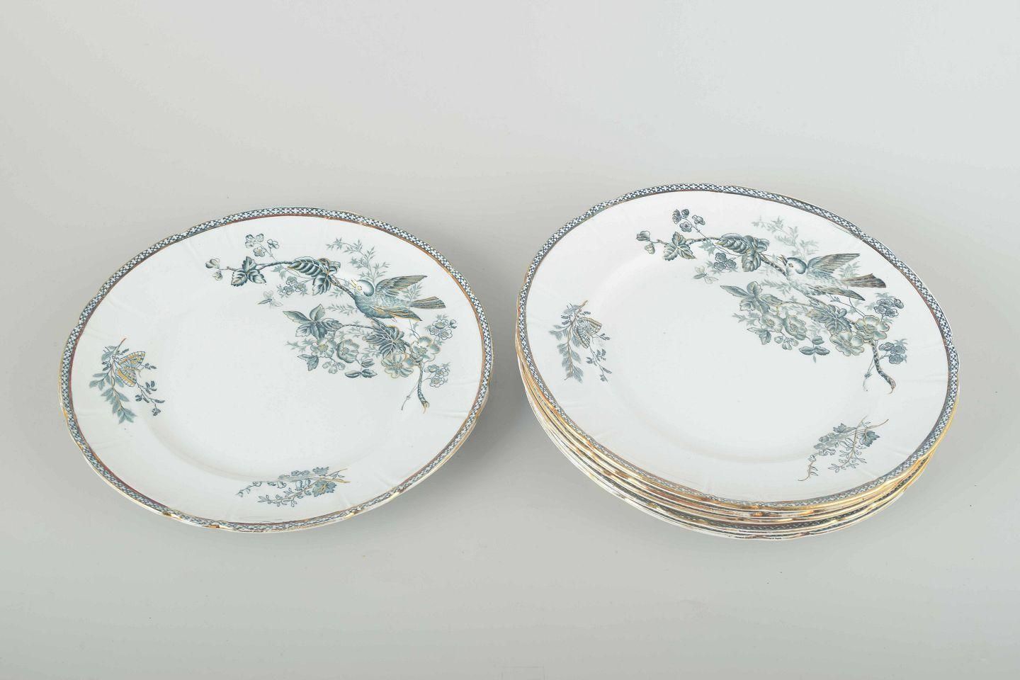 Gustavsberg "Wexiö". Zes lunchborden in faience met gedrukte decoratie. photo furniture