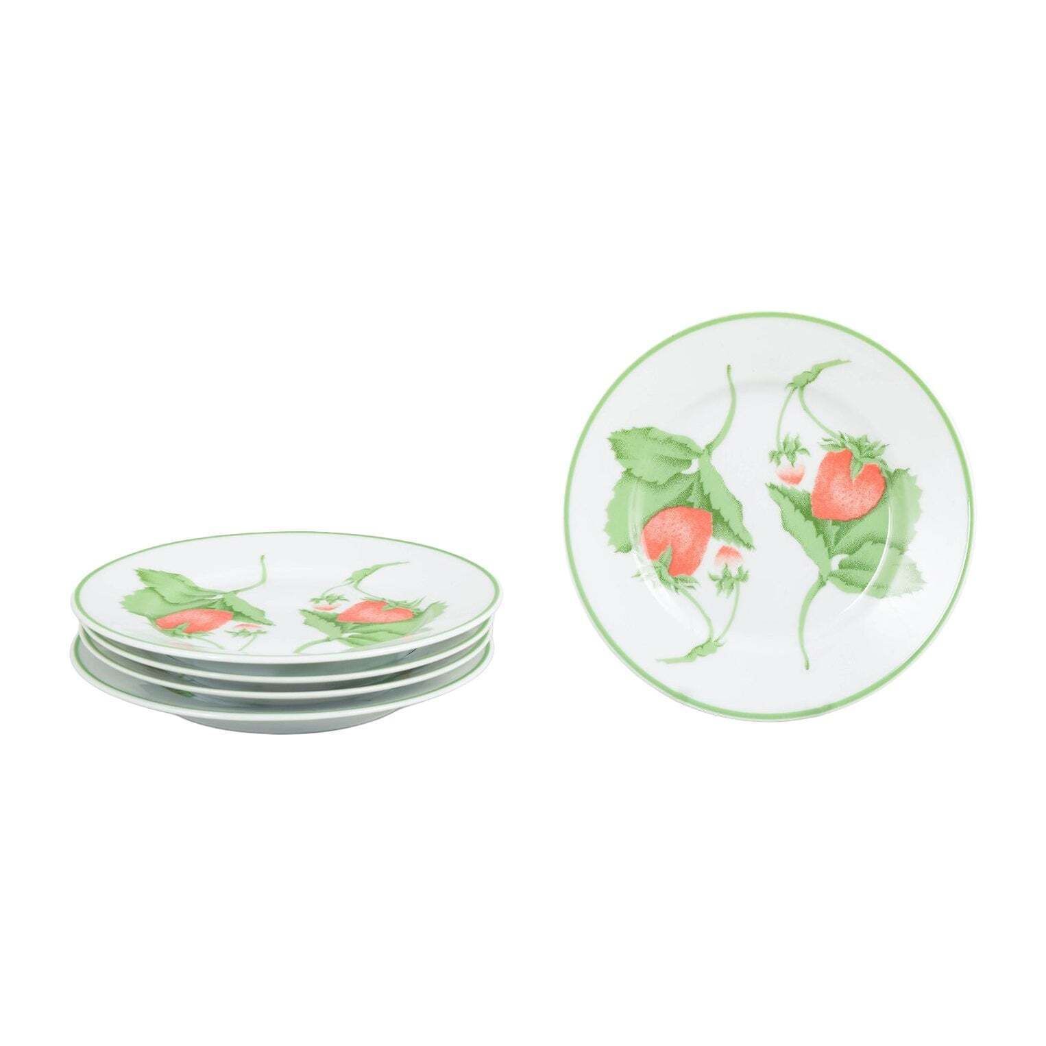 Bill Goldsmith For Limoges. Five Small Porcelain Plates. Fraise Series. 1980s