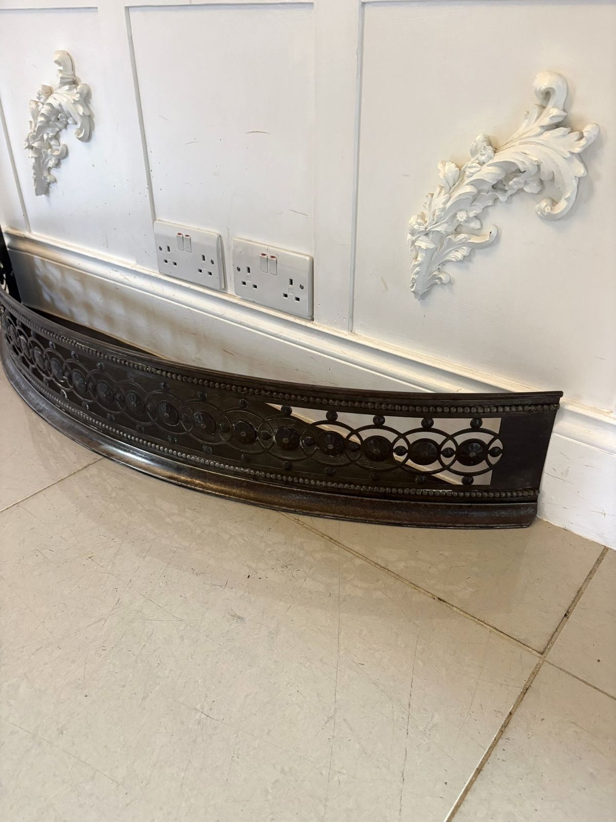 Antique George III Steel Fire Fender Pierced Decorative Serpentine Front photo 1085.0