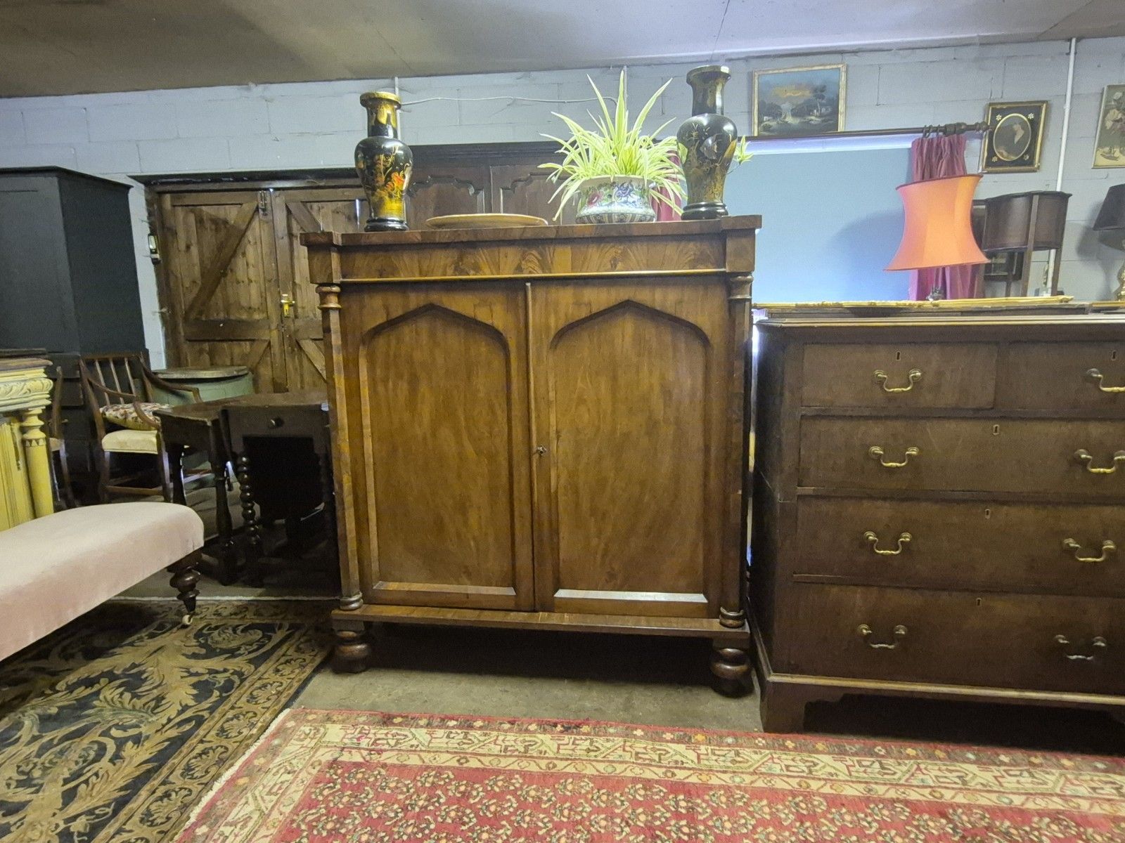 Victorian Flame Mahogany Cupboard photo for sale