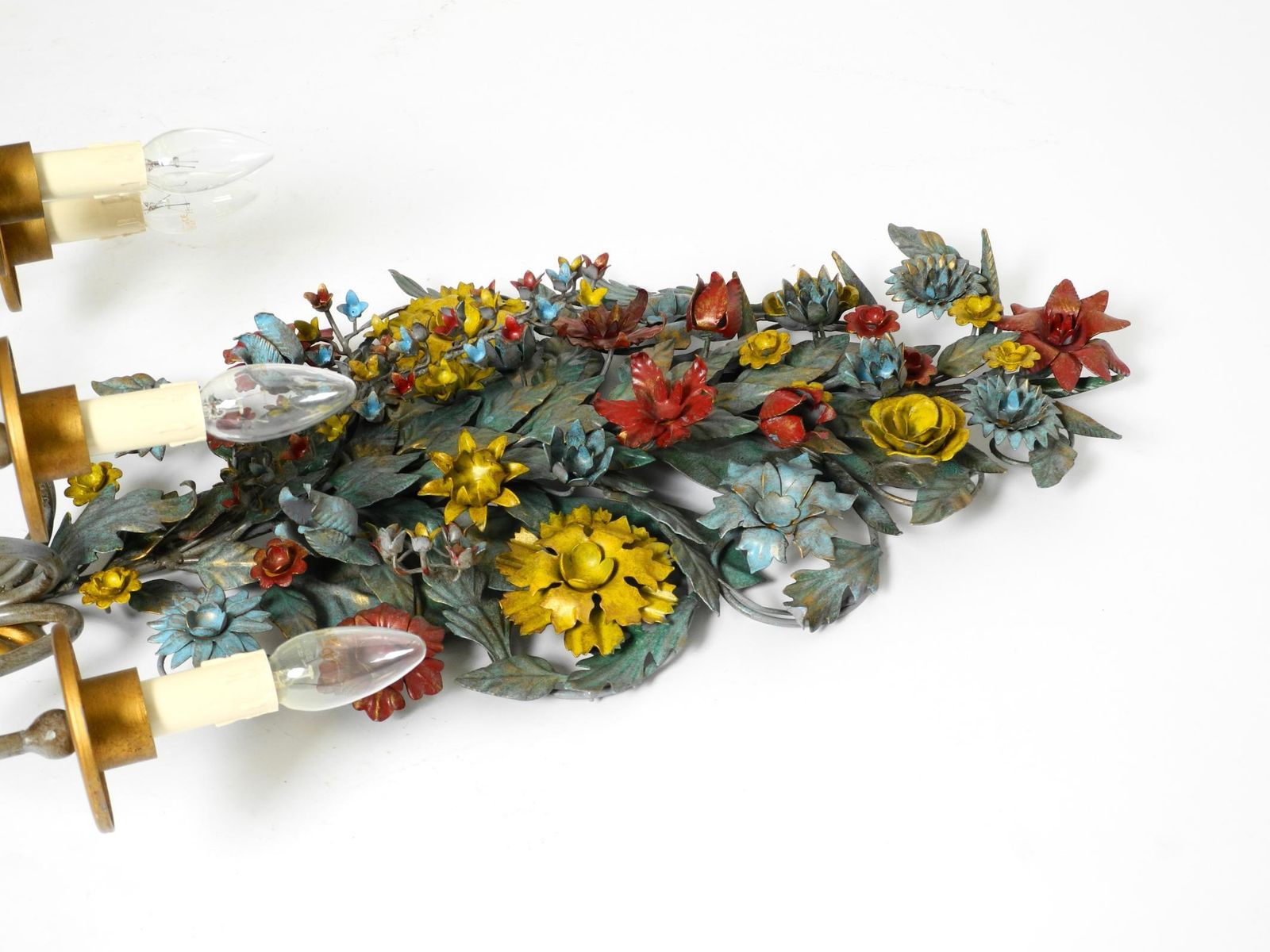 Lighting Huge, Beautiful 1960s Hand Painted And Gilded Metal Wall Lamp By Hans Möller photo