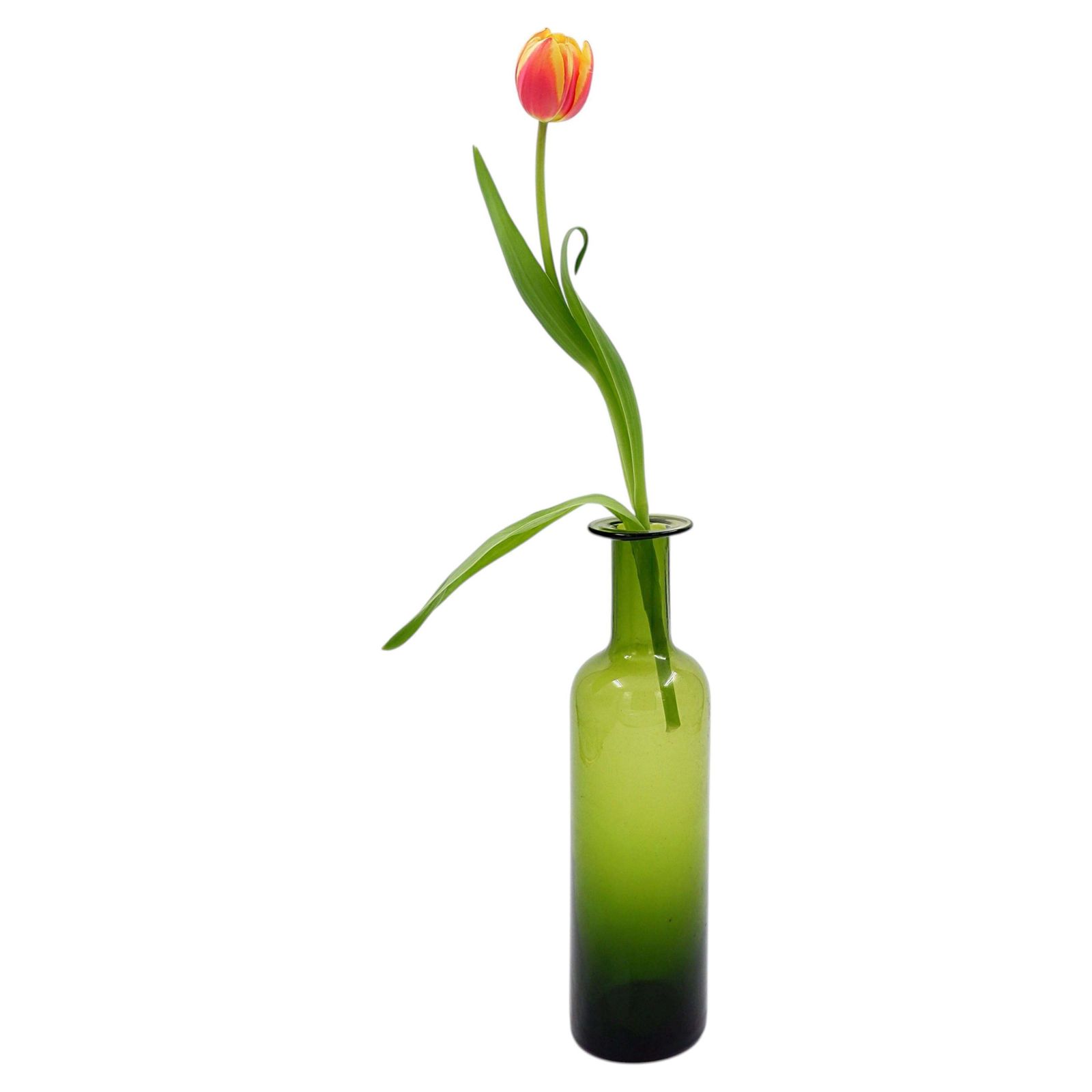 Mid Century Green Glass Vase / Bottle Nanny Still Style