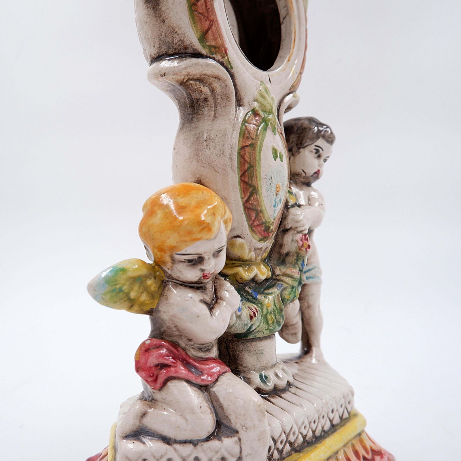 Antique Porcelain Mantel Clock In The Rococo Style   19th Century. photo vinterior
