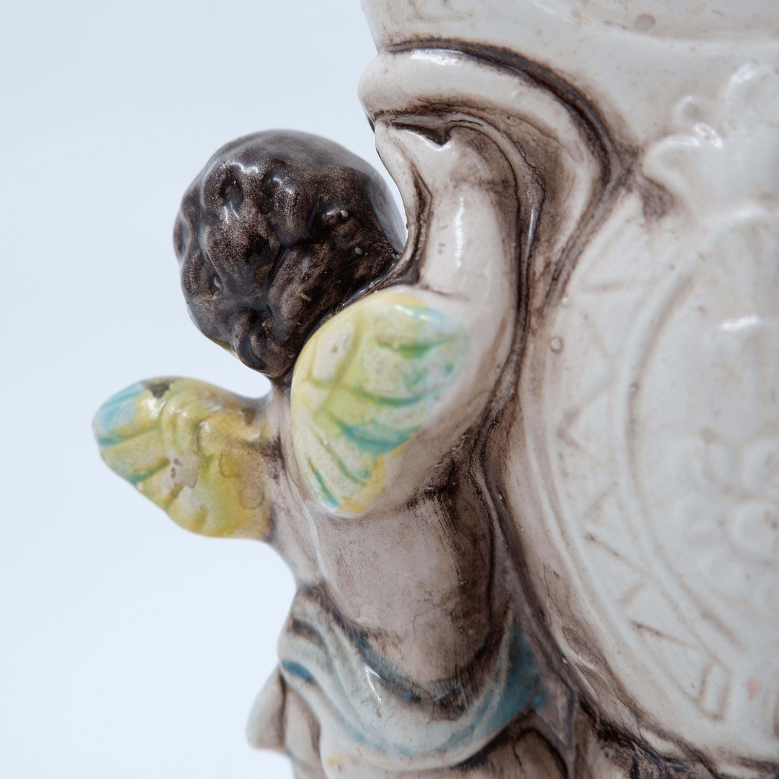 photo furniture Antique Porcelain Mantel Clock In The Rococo Style   19th Century.